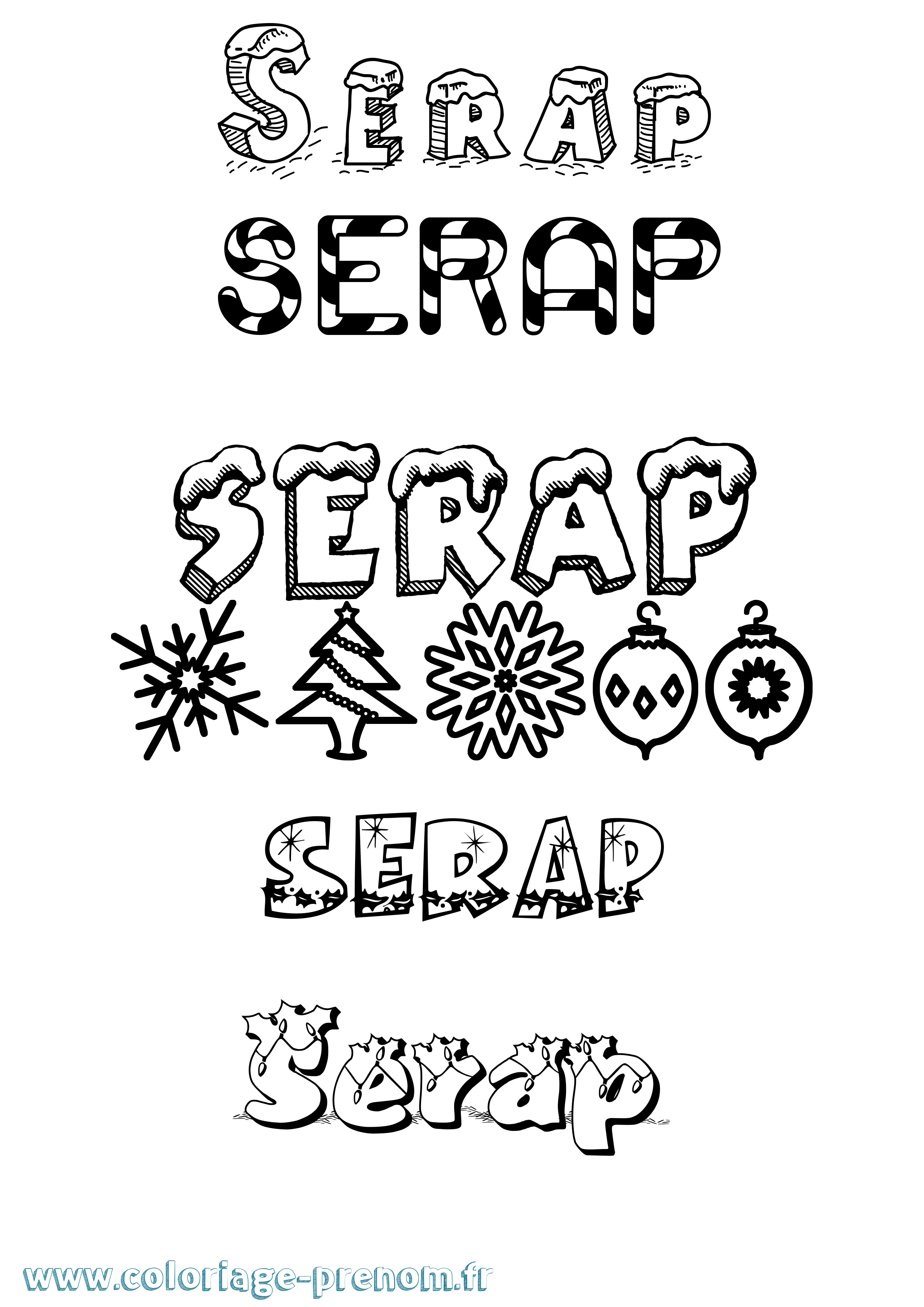 Coloriage Serap Noël Coloriage prénom Serap Noël