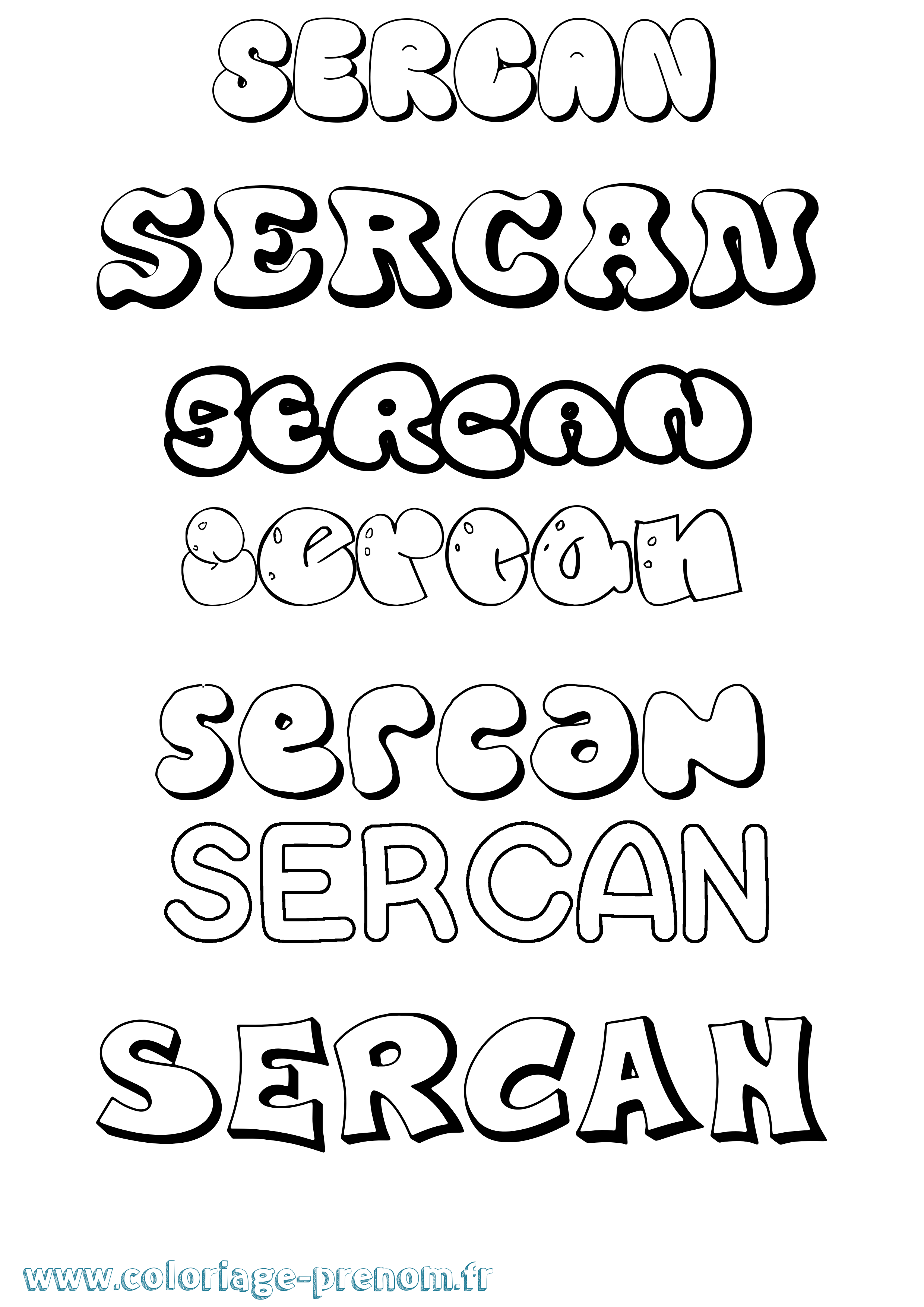 Coloriage Sercan Bubble Coloriage prénom Sercan Bubble