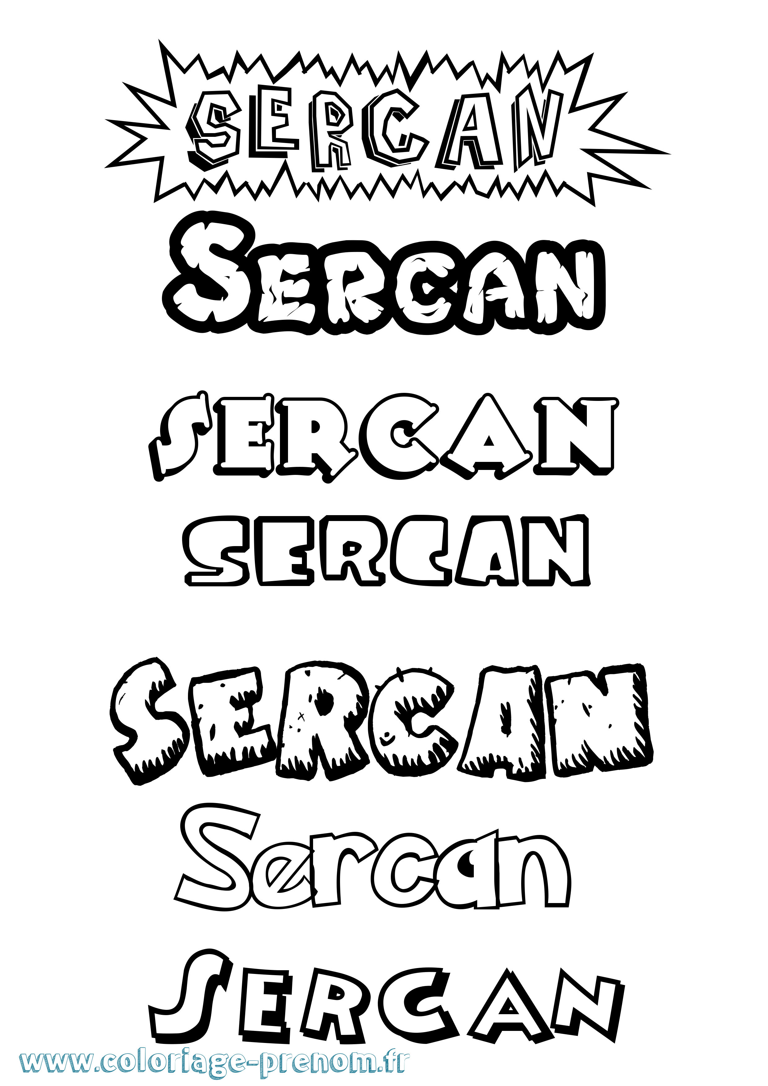 Coloriage Sercan Dessin Animé Coloriage prénom Sercan Dessin Animé