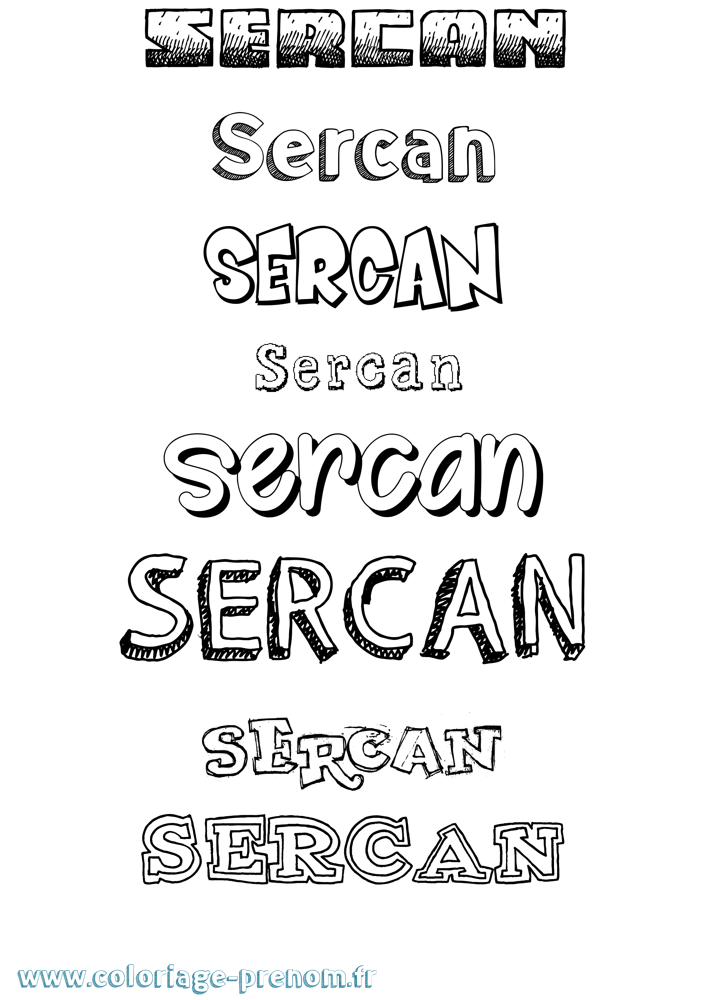 Coloriage Sercan Dessiné Coloriage prénom Sercan Dessiné