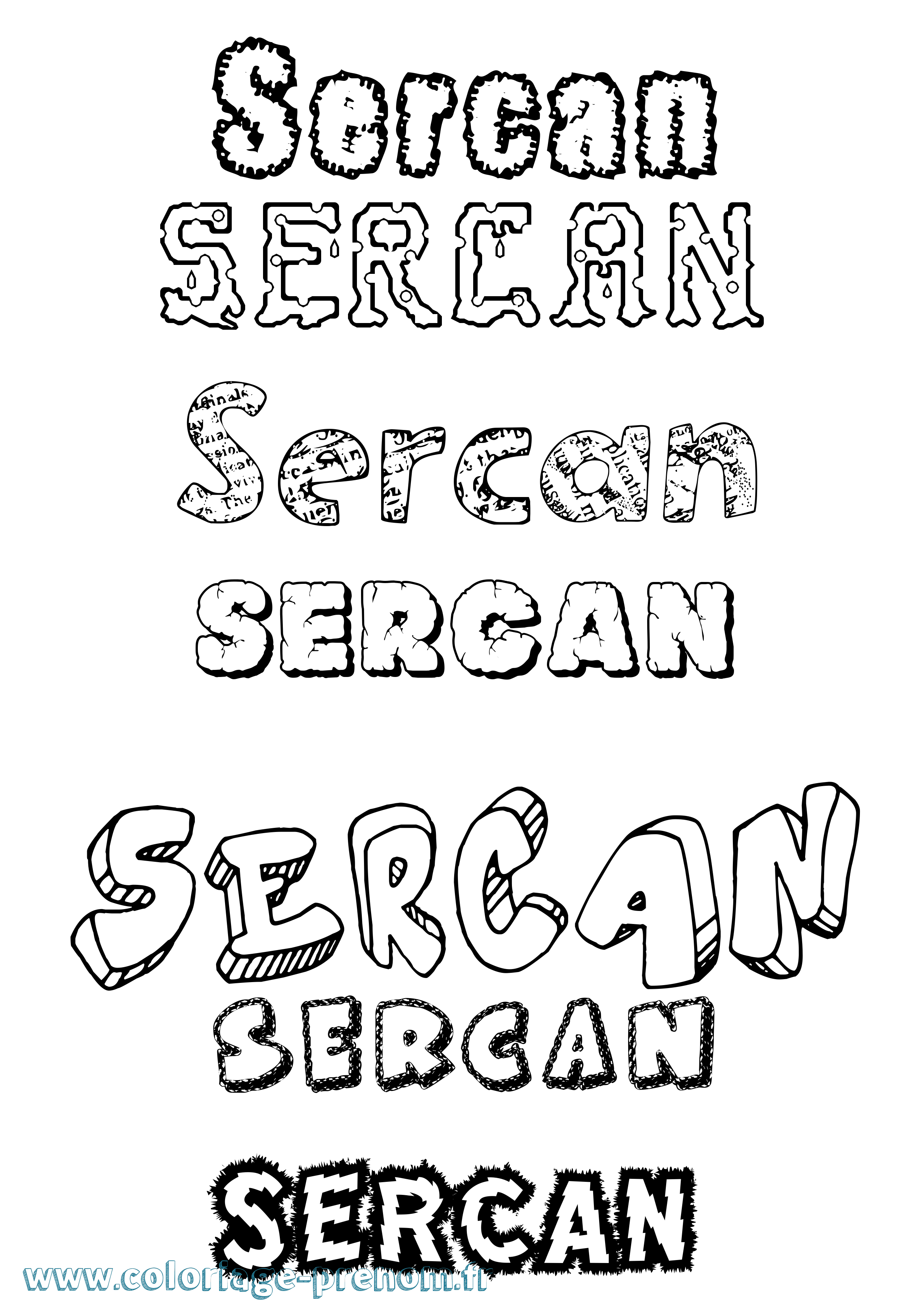 Coloriage Sercan Destructuré Coloriage prénom Sercan Destructuré