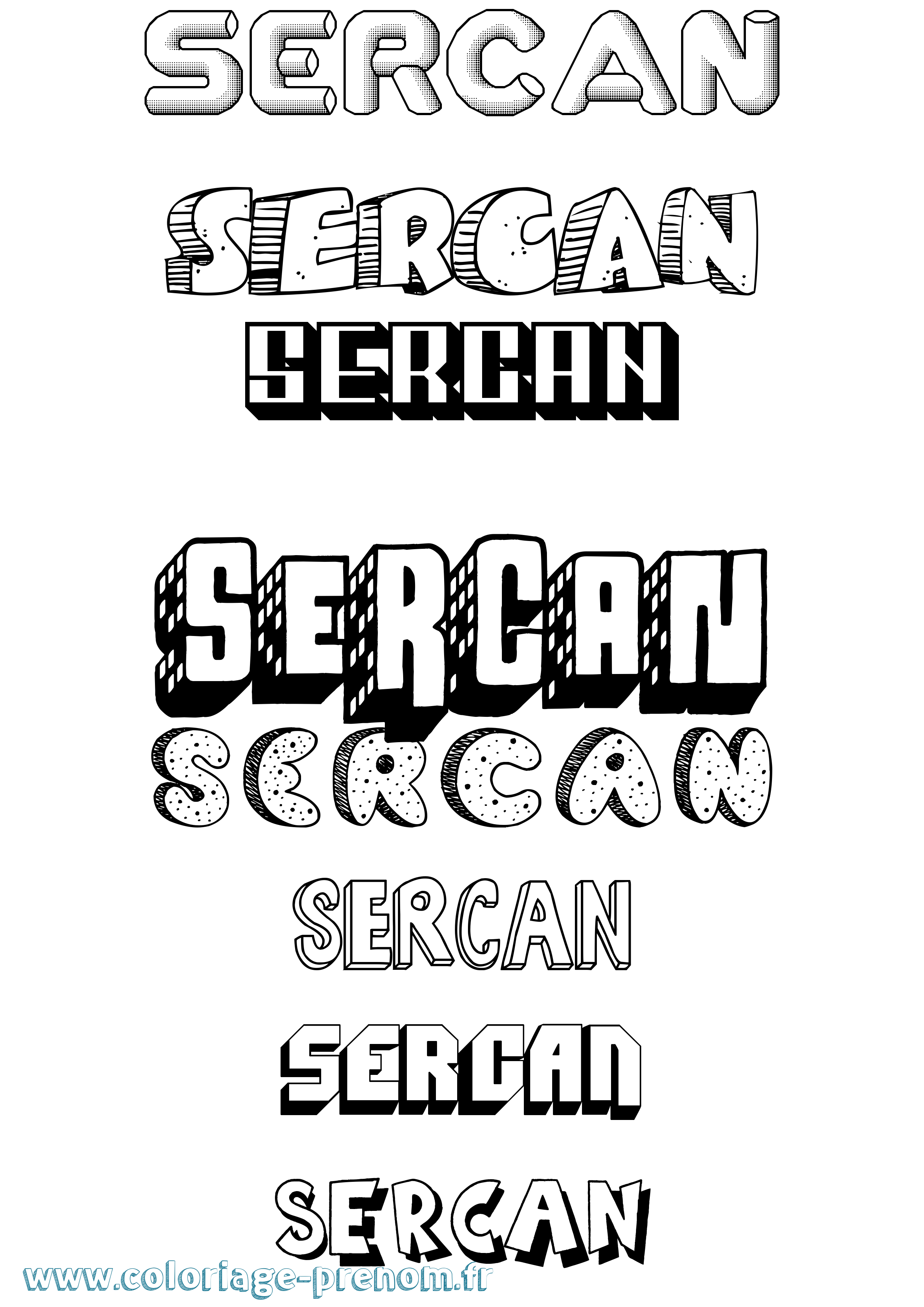 Coloriage Sercan Effet 3D Coloriage prénom Sercan Effet 3D
