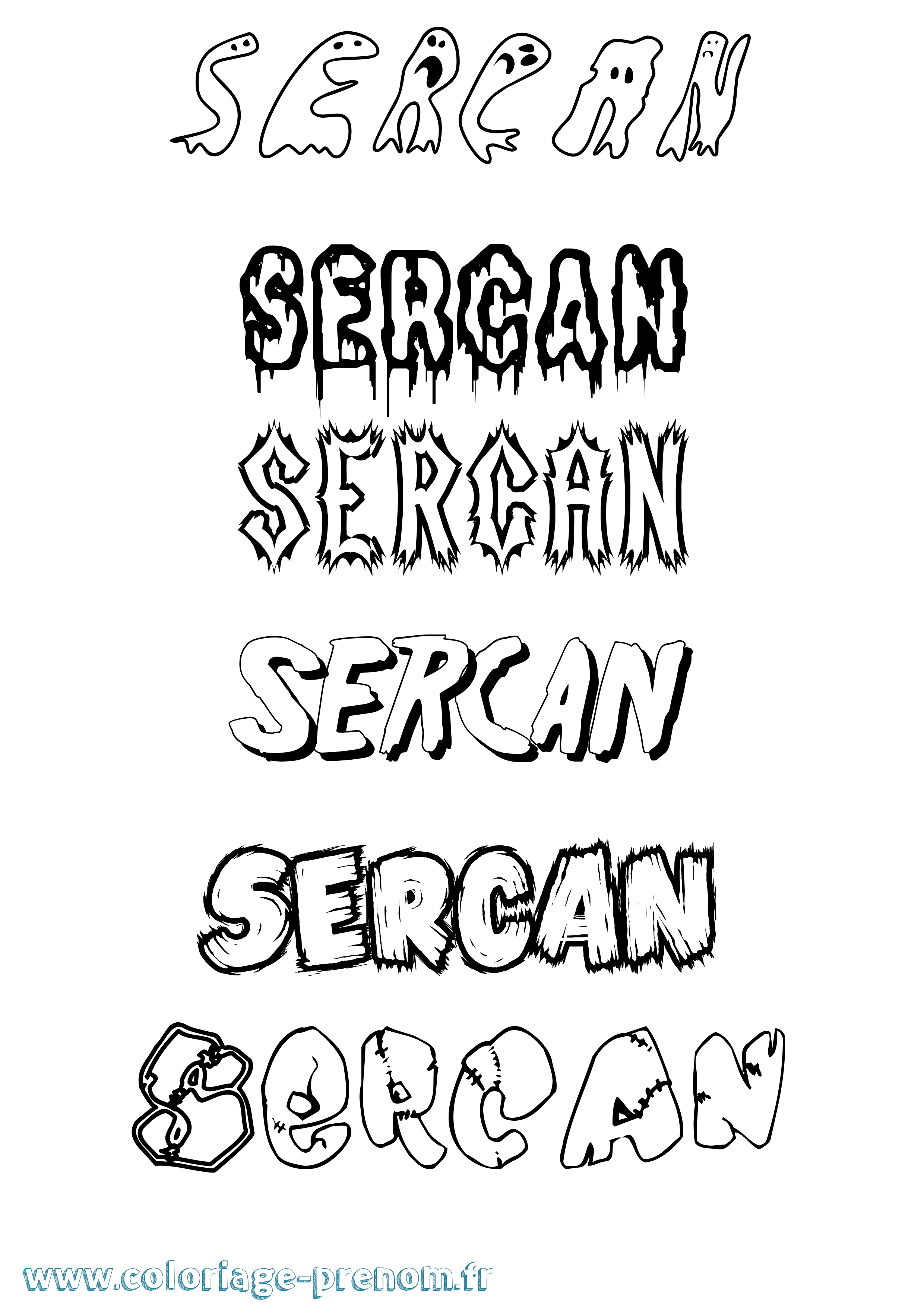 Coloriage Sercan Frisson Coloriage prénom Sercan Frisson