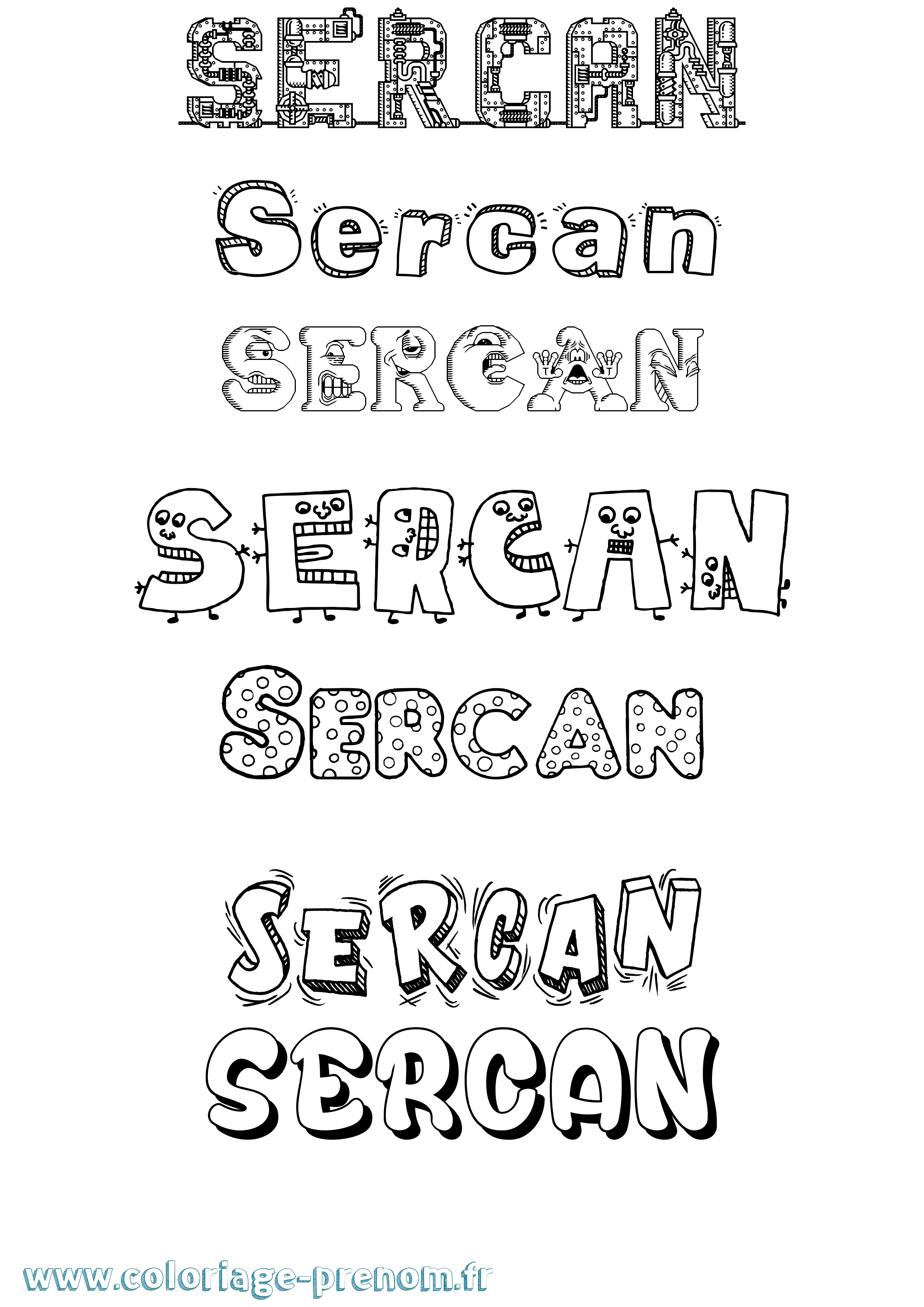 Coloriage Sercan Fun Coloriage prénom Sercan Fun