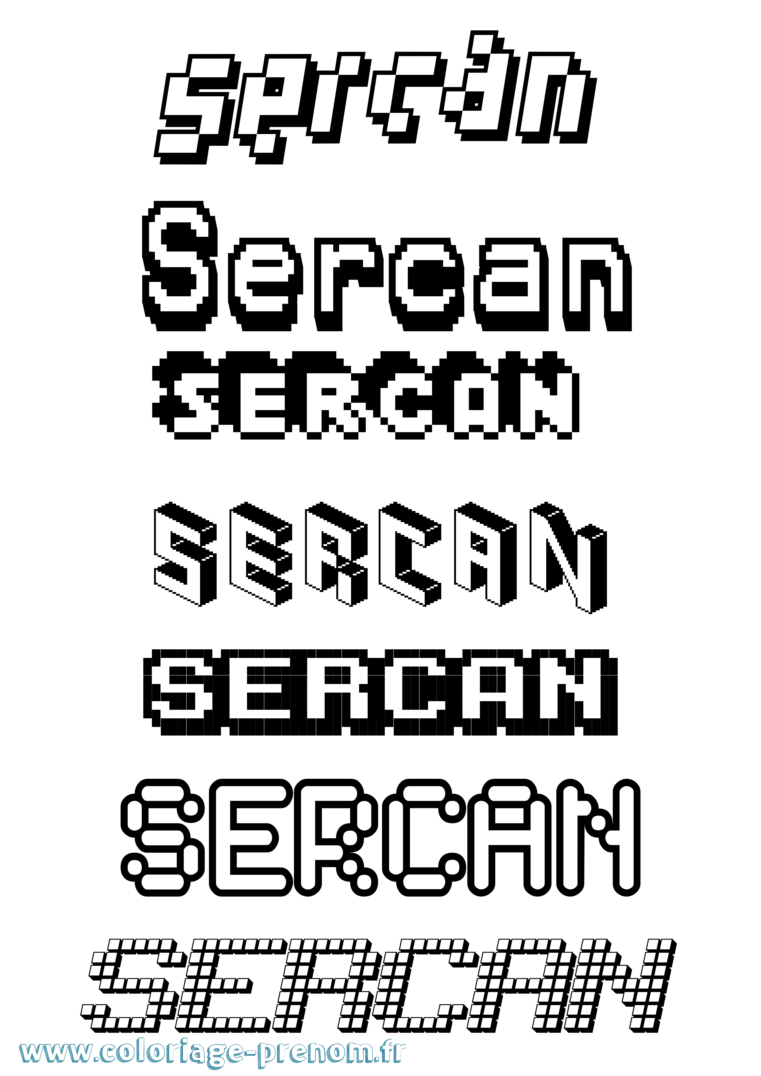 Coloriage Sercan Pixel Coloriage prénom Sercan Pixel