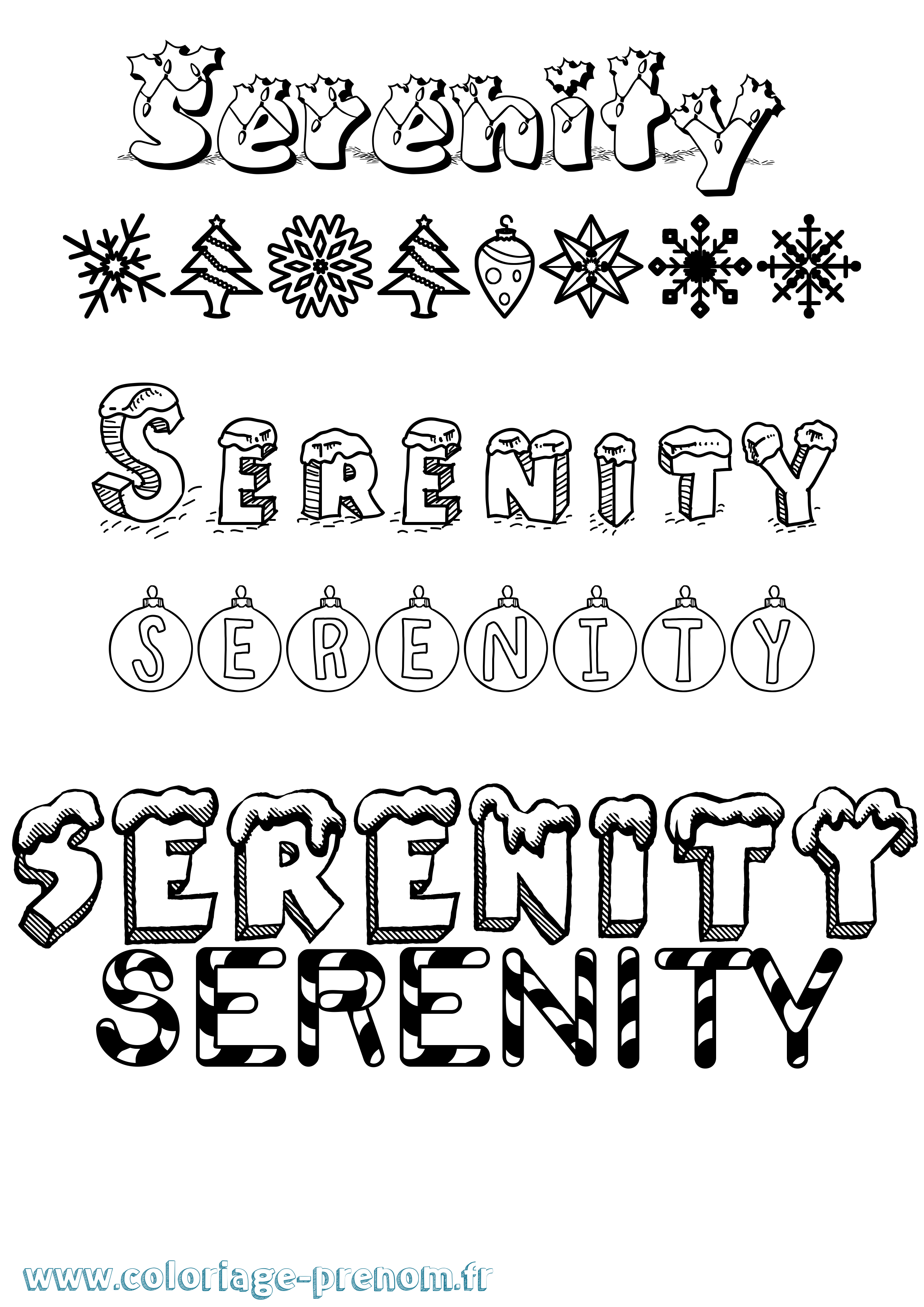 Coloriage Serenity Noël Coloriage prénom Serenity Noël