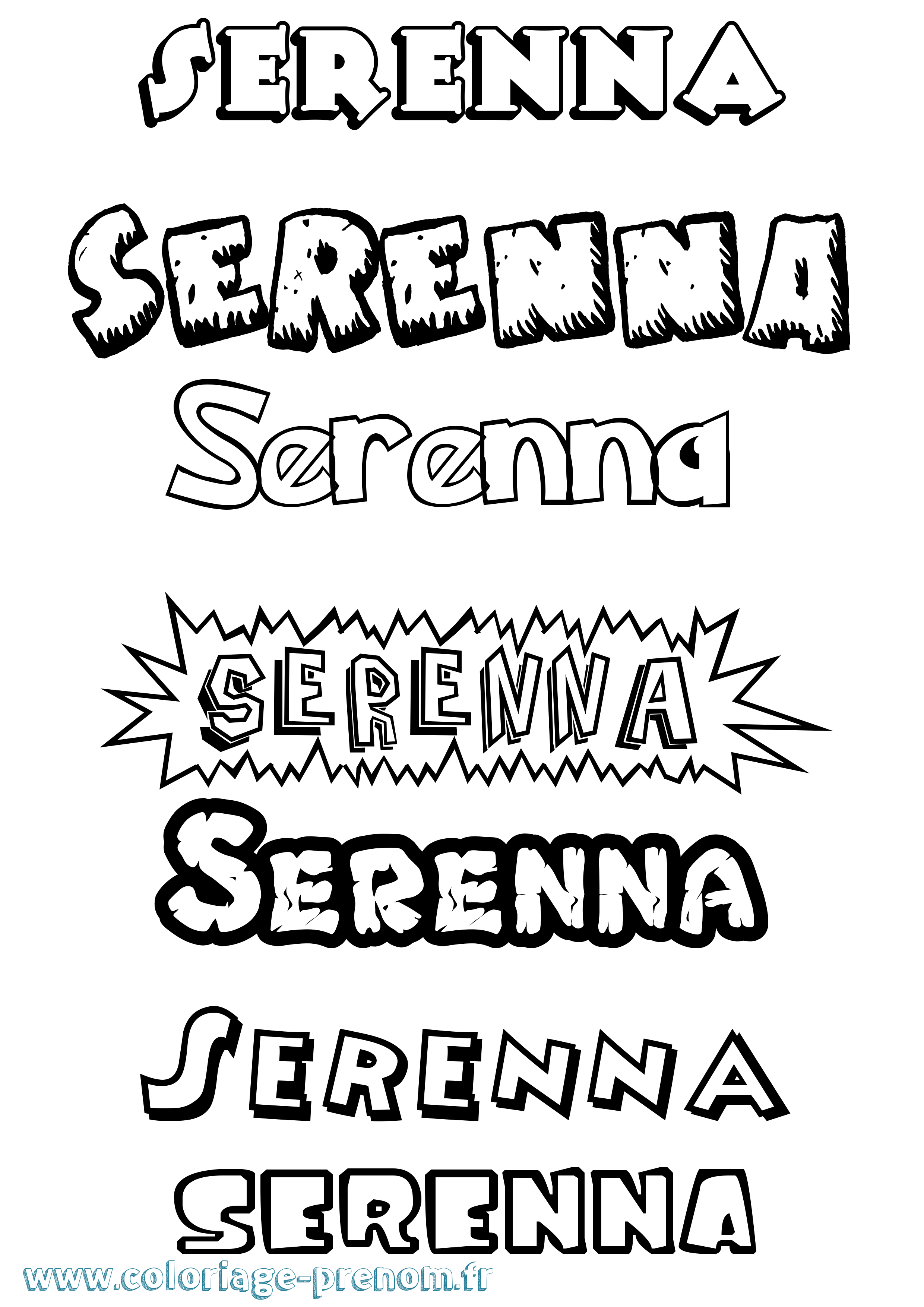 Coloriage Serenna Dessin Animé Coloriage prénom Serenna Dessin Animé
