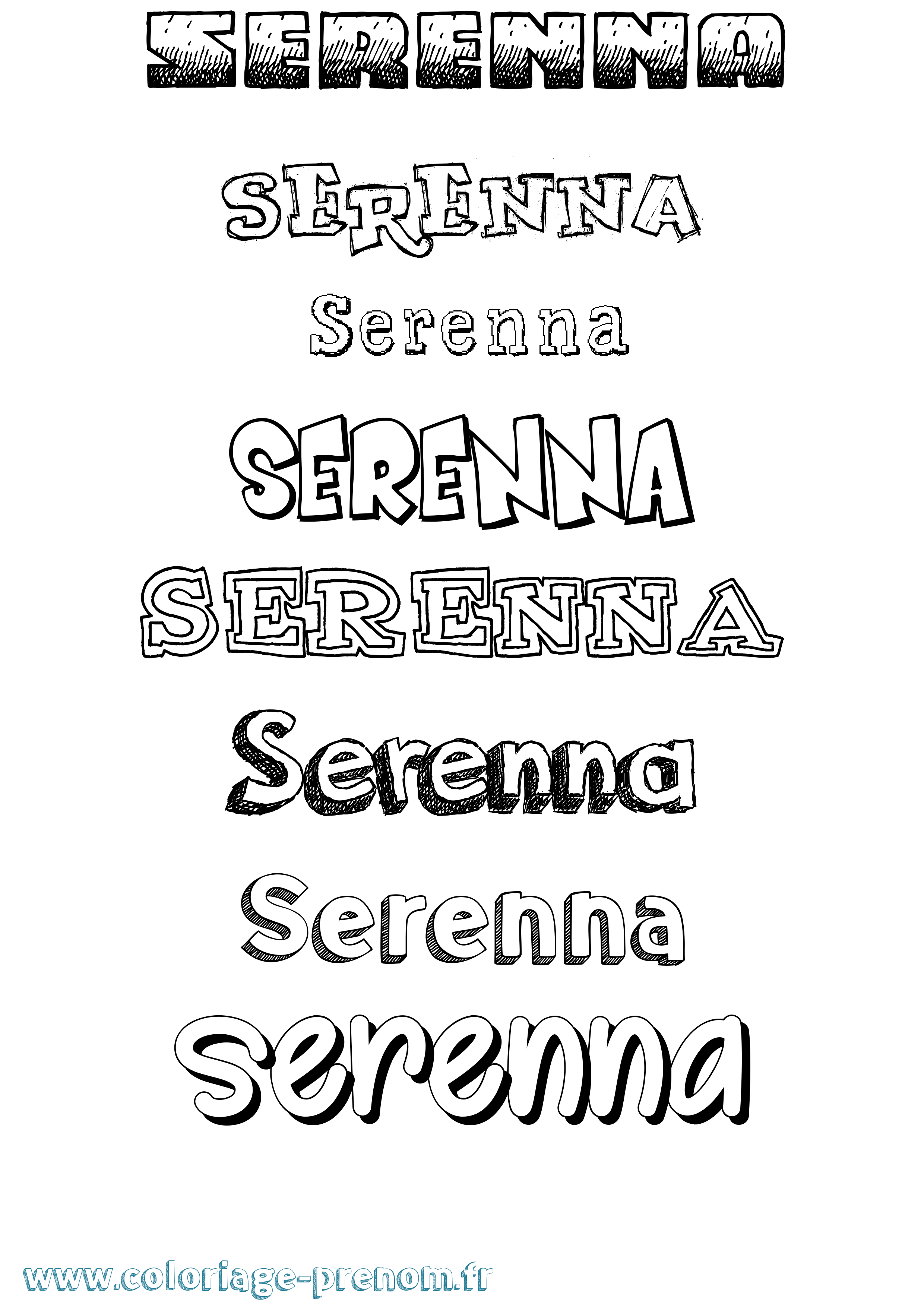 Coloriage Serenna Dessiné Coloriage prénom Serenna Dessiné