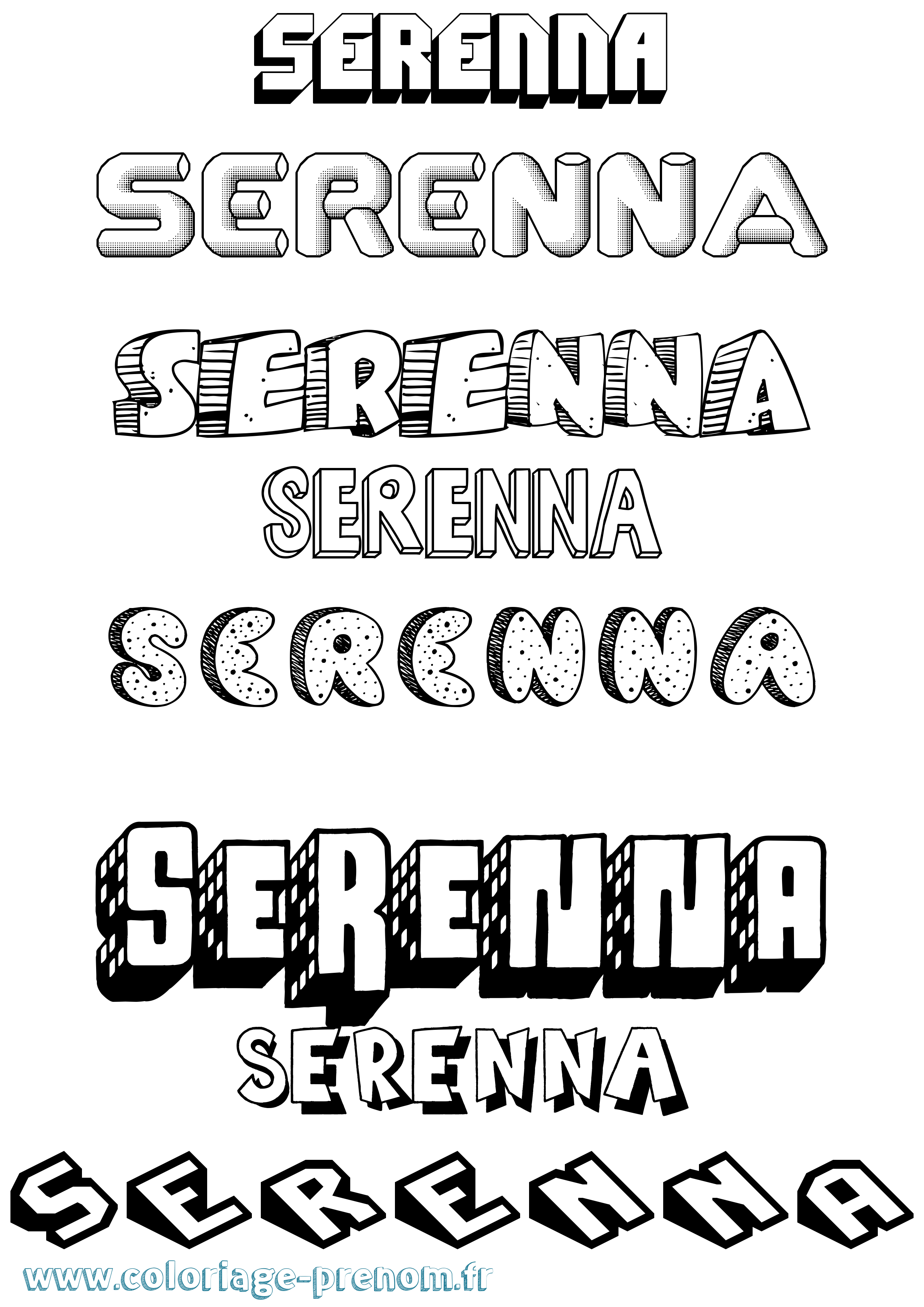 Coloriage Serenna Effet 3D Coloriage prénom Serenna Effet 3D
