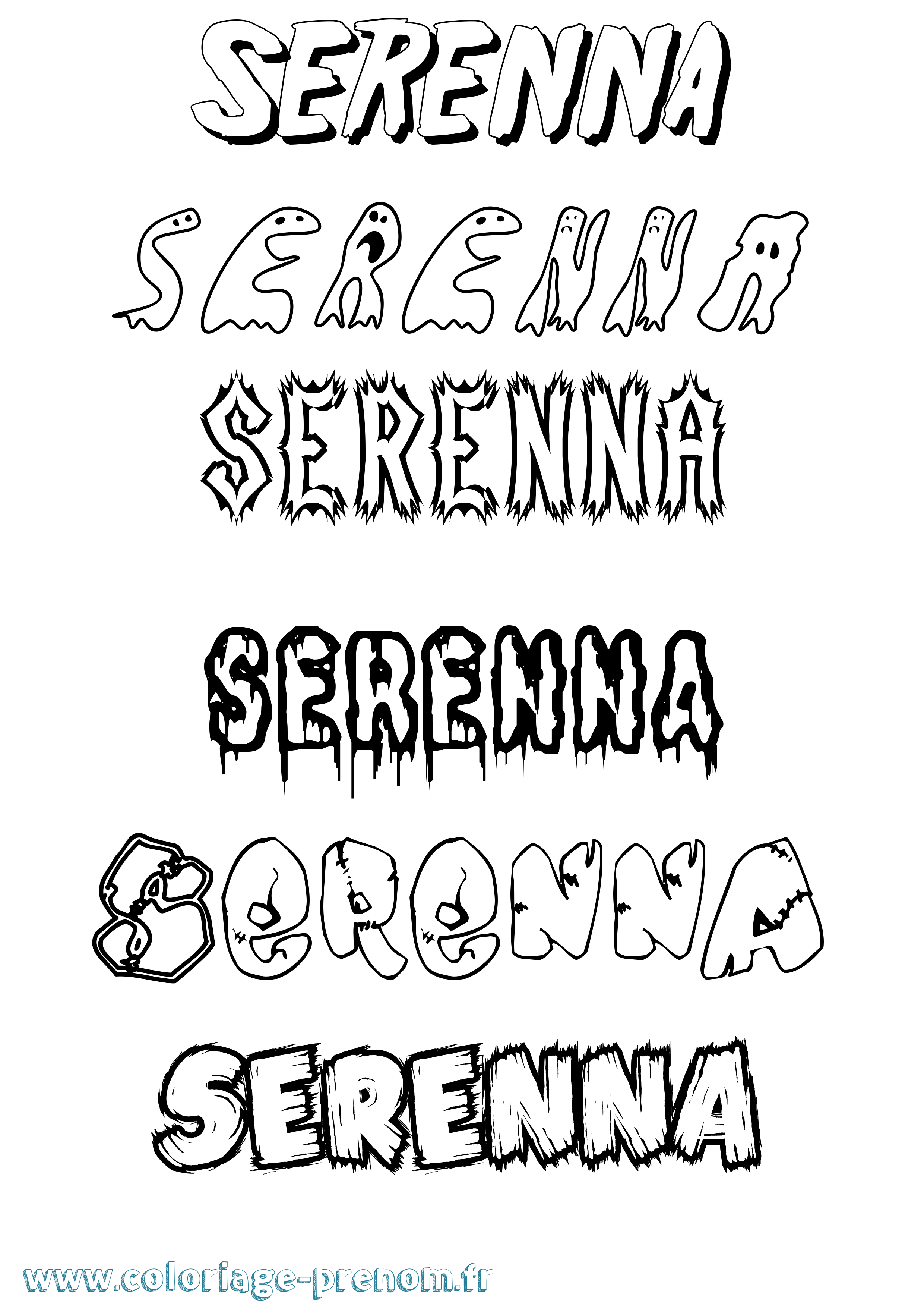 Coloriage Serenna Frisson Coloriage prénom Serenna Frisson