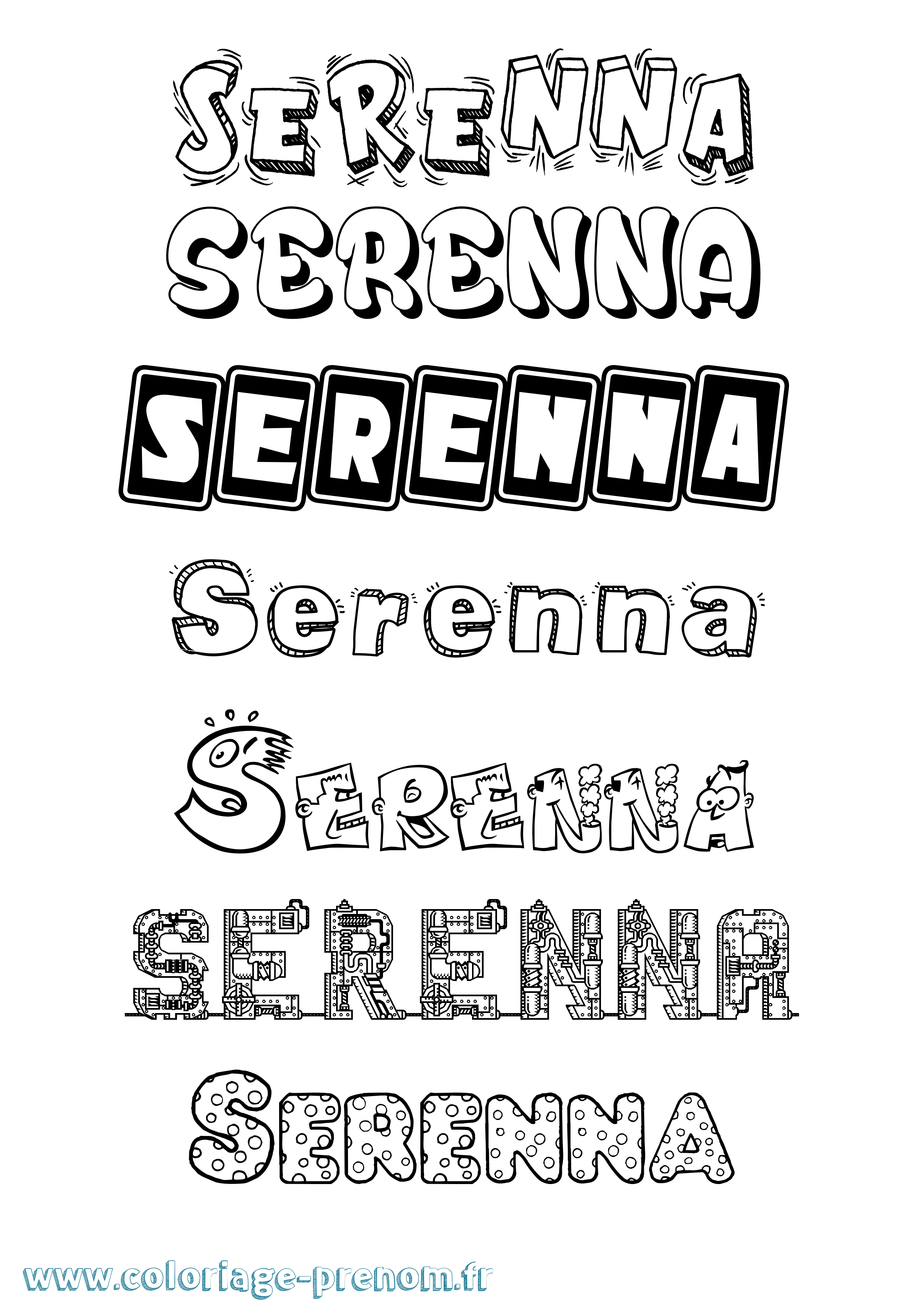 Coloriage Serenna Fun Coloriage prénom Serenna Fun