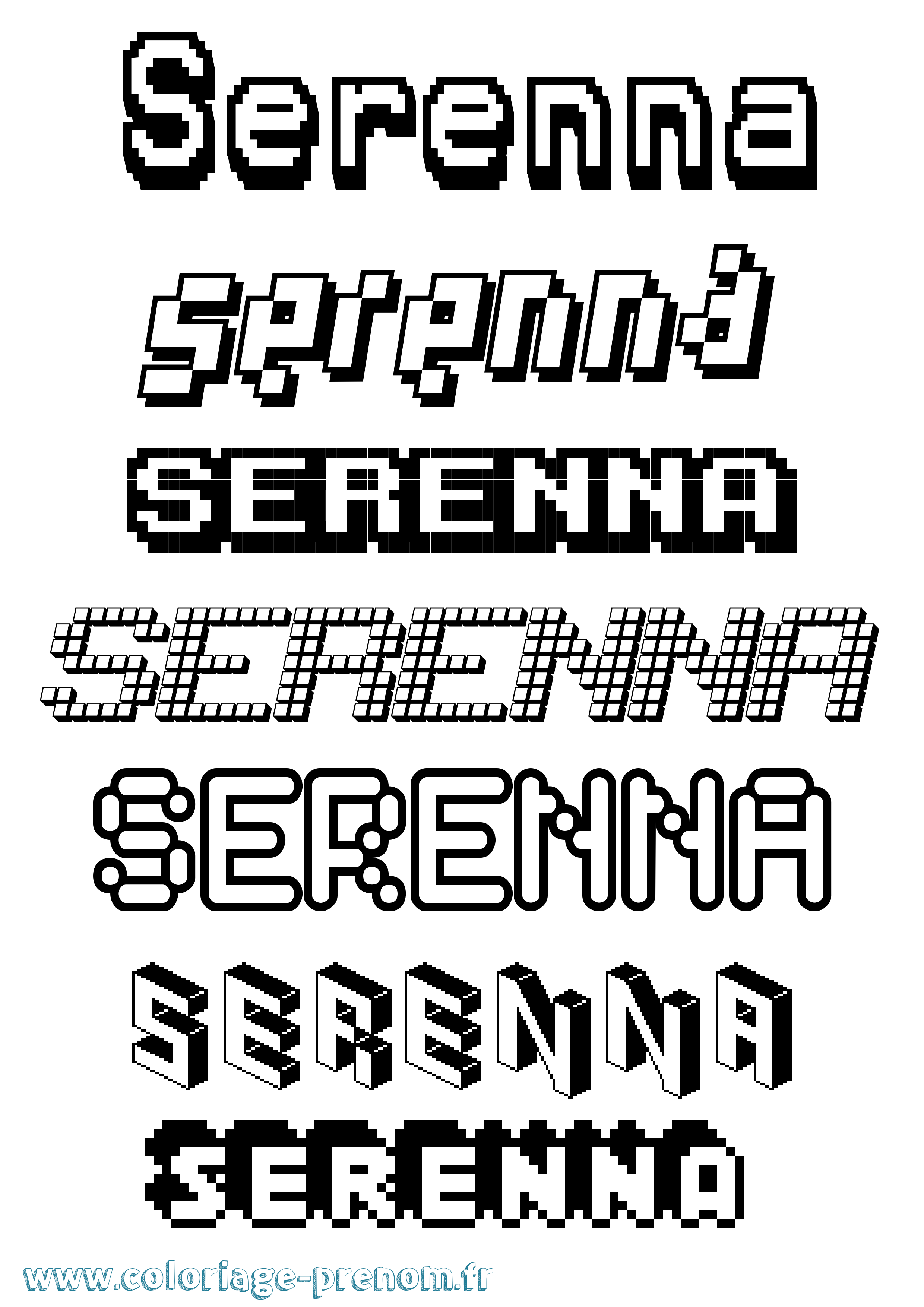 Coloriage Serenna Pixel Coloriage prénom Serenna Pixel