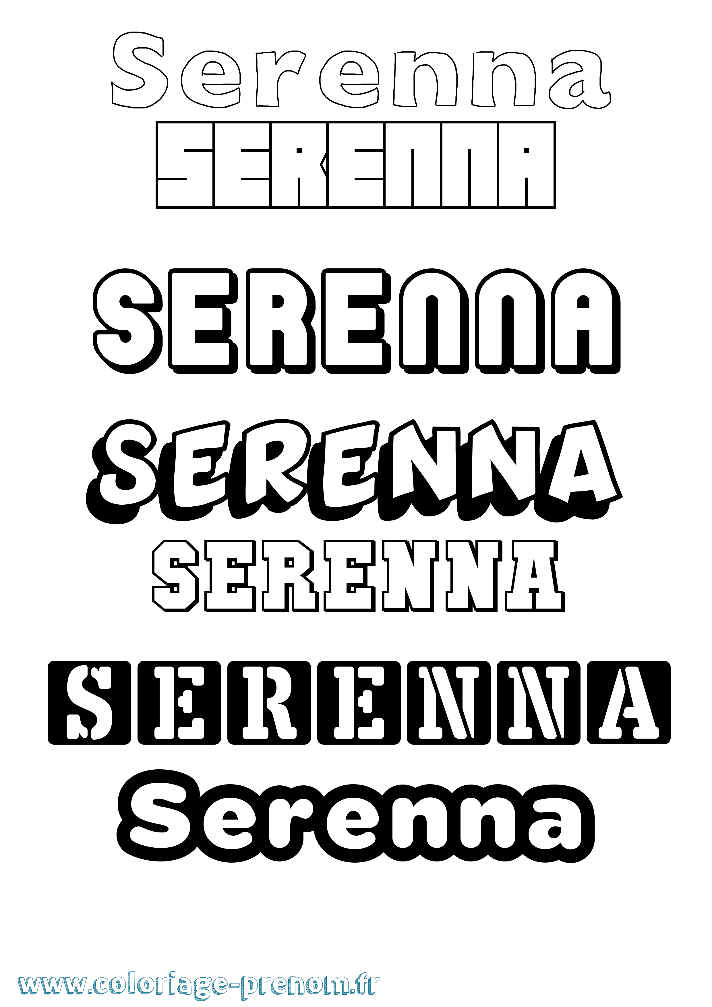 Coloriage Serenna Simple Coloriage prénom Serenna Simple