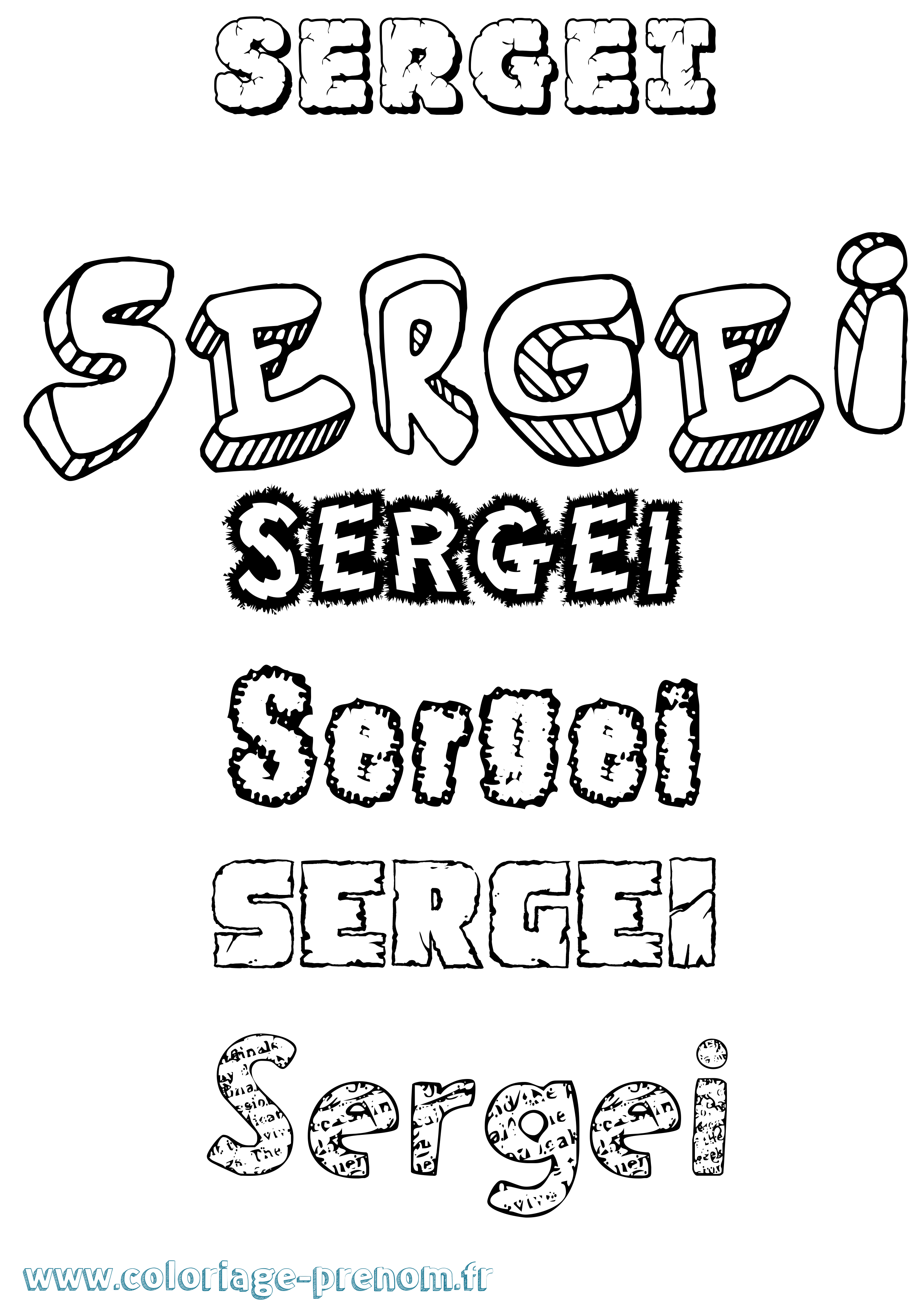 Coloriage Sergei Destructuré Coloriage prénom Sergei Destructuré