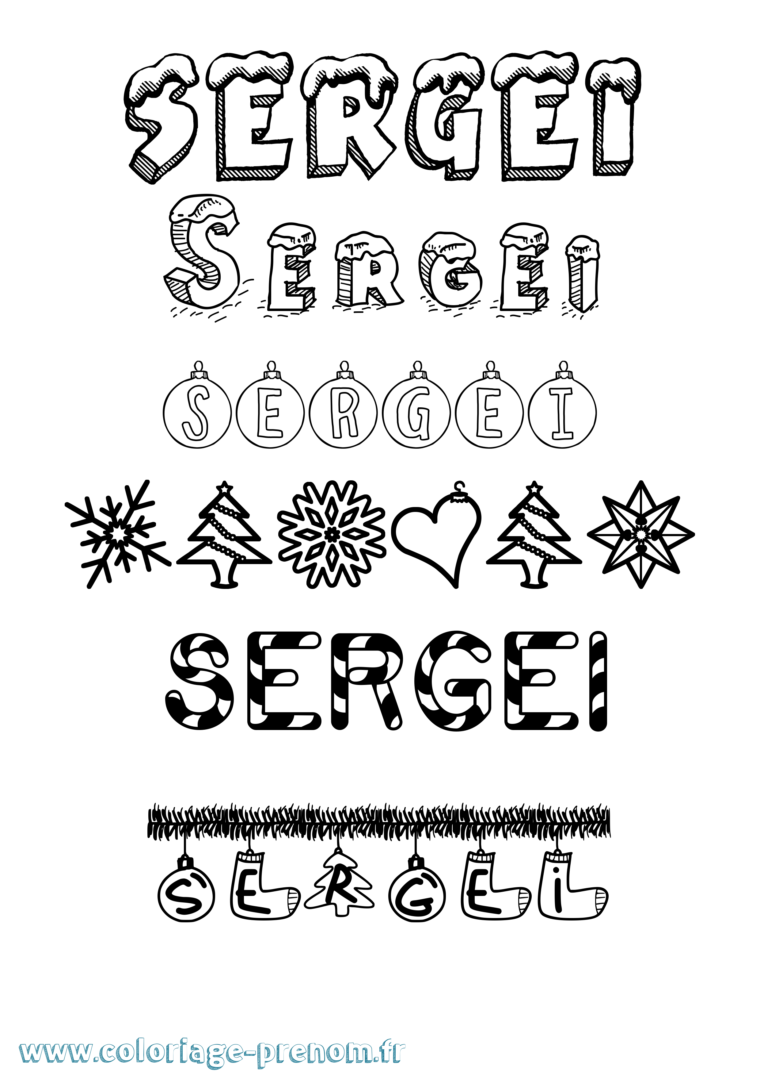 Coloriage Sergei Noël Coloriage prénom Sergei Noël