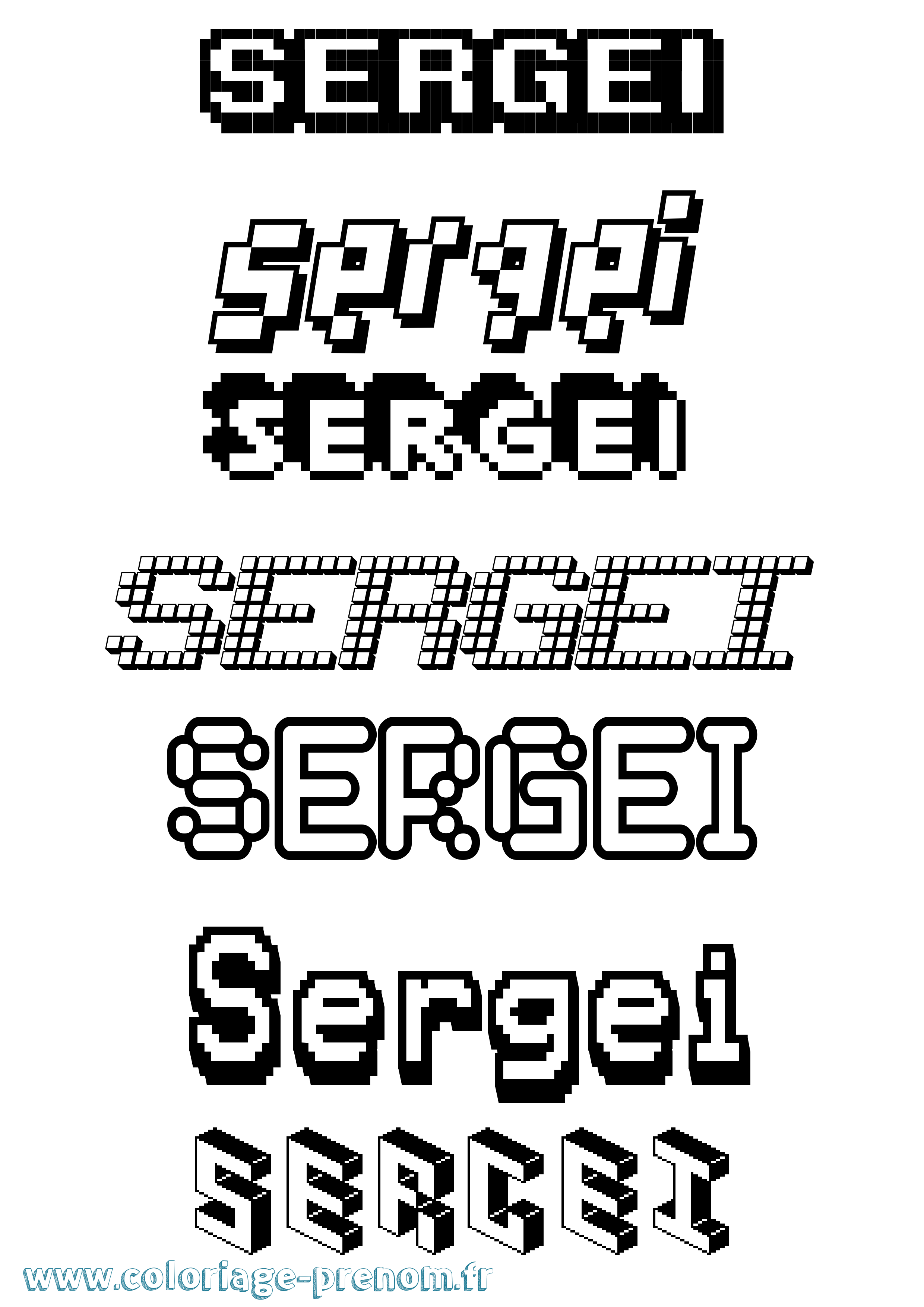Coloriage Sergei Pixel Coloriage prénom Sergei Pixel