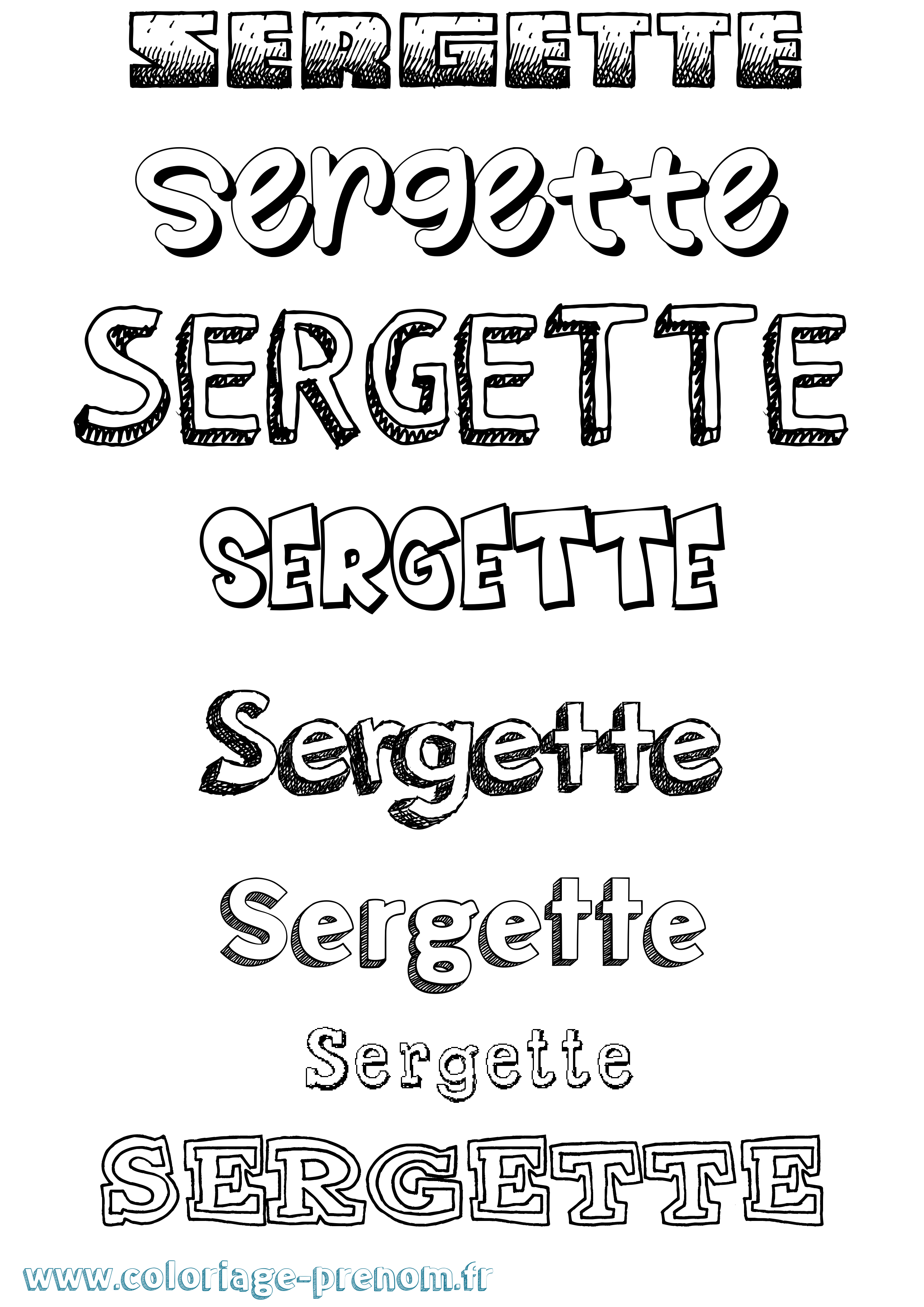Coloriage Sergette Dessiné Coloriage prénom Sergette Dessiné