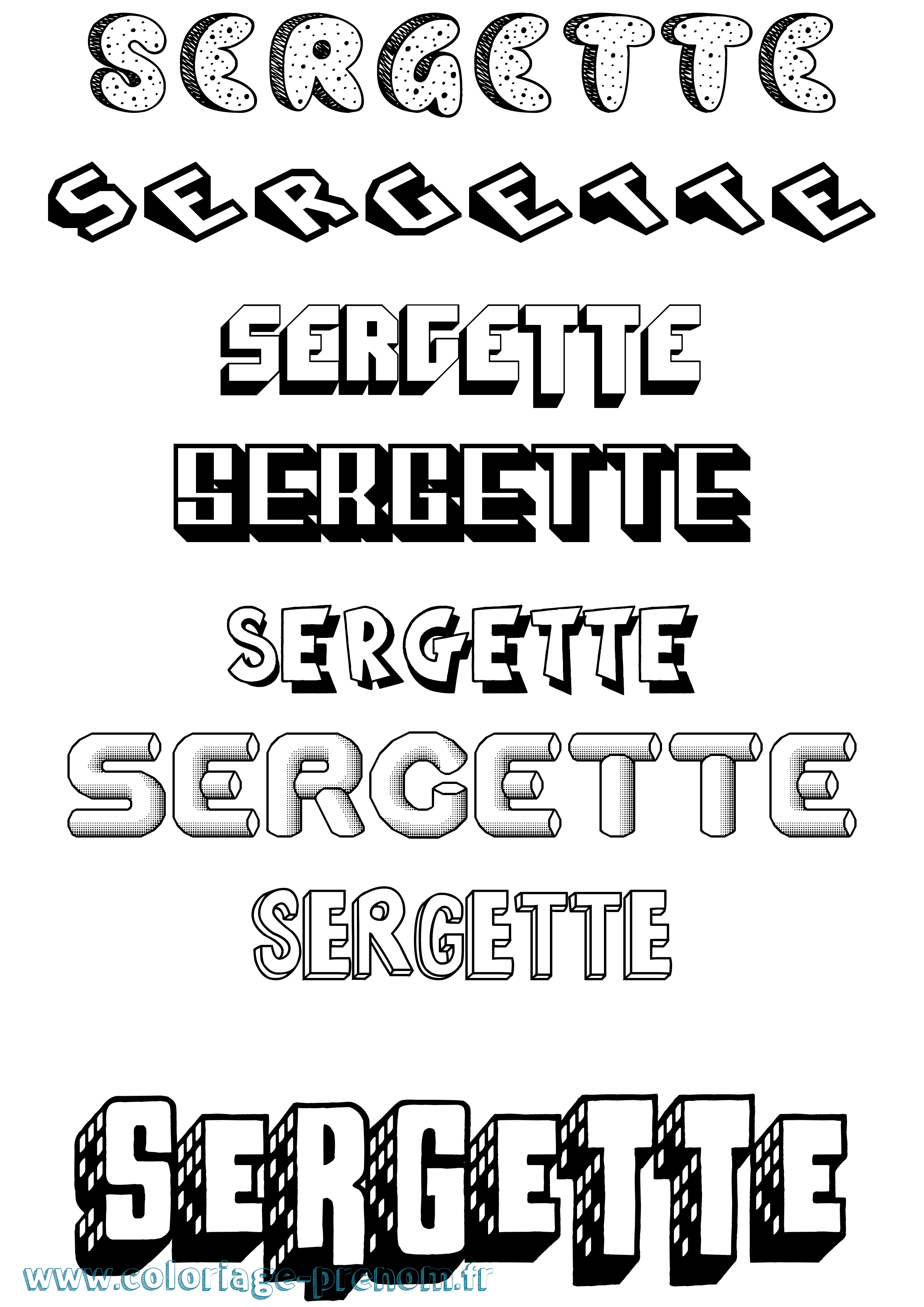 Coloriage Sergette Effet 3D Coloriage prénom Sergette Effet 3D