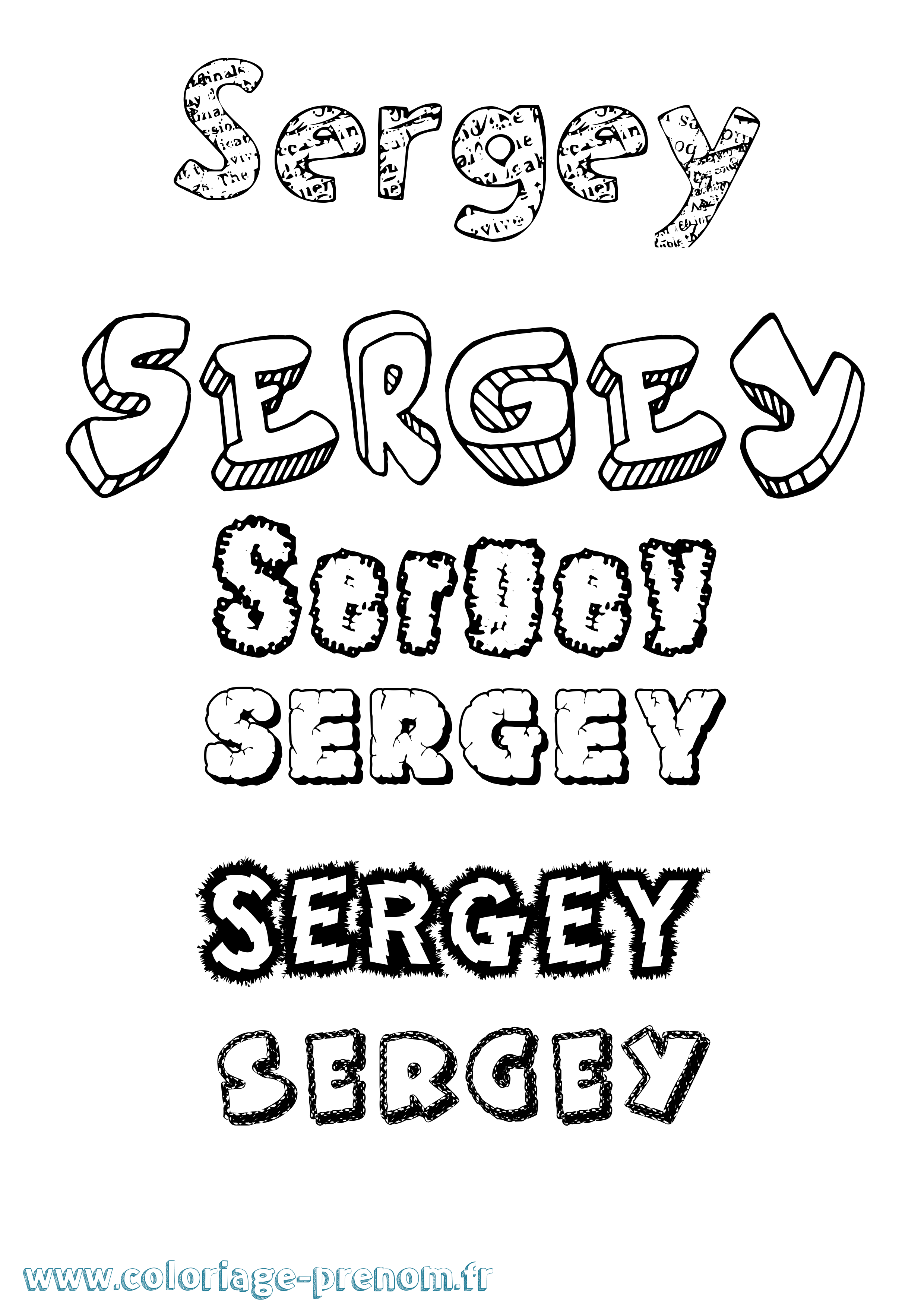Coloriage Sergey Destructuré Coloriage prénom Sergey Destructuré