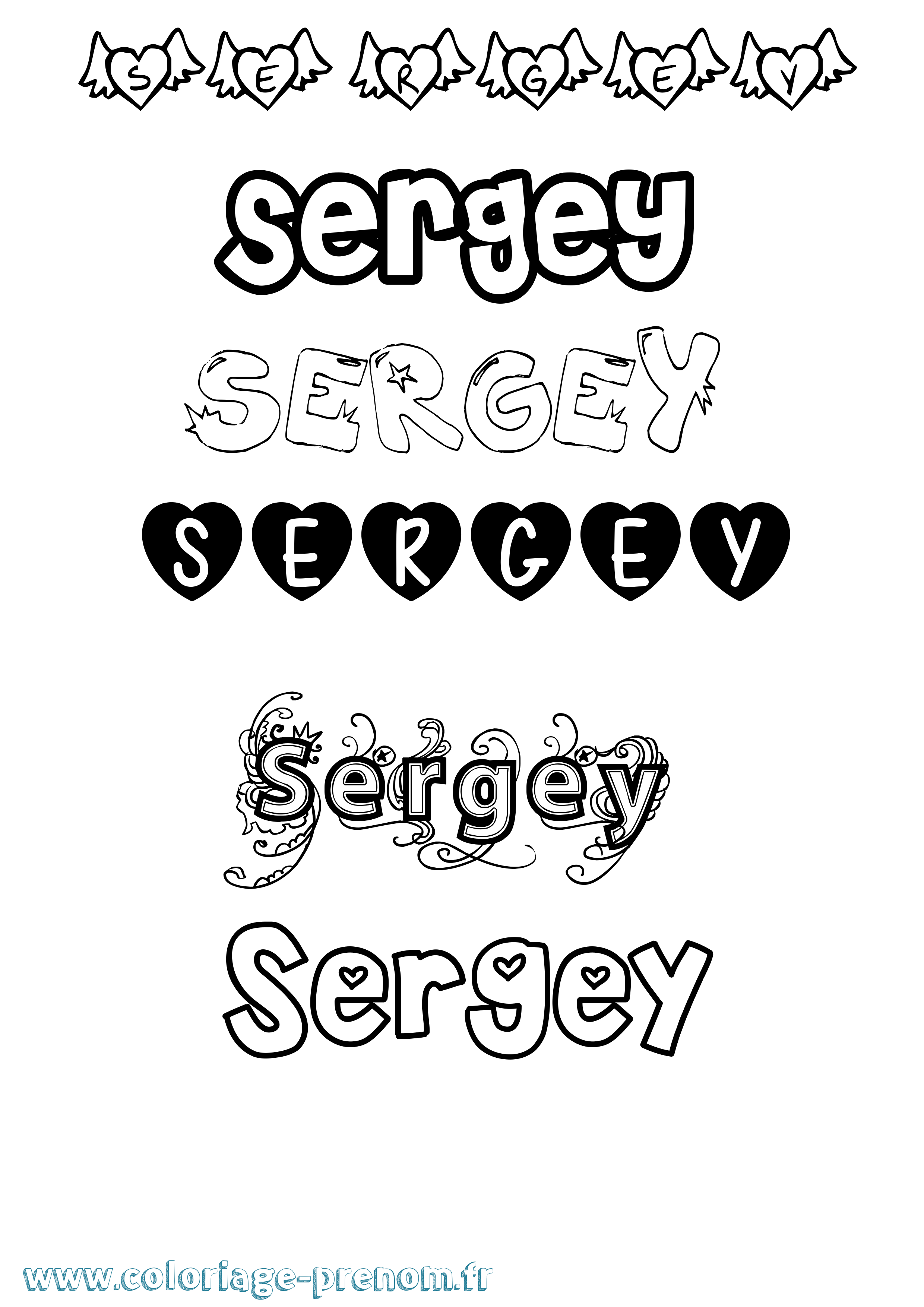 Coloriage Sergey Girly Coloriage prénom Sergey Girly