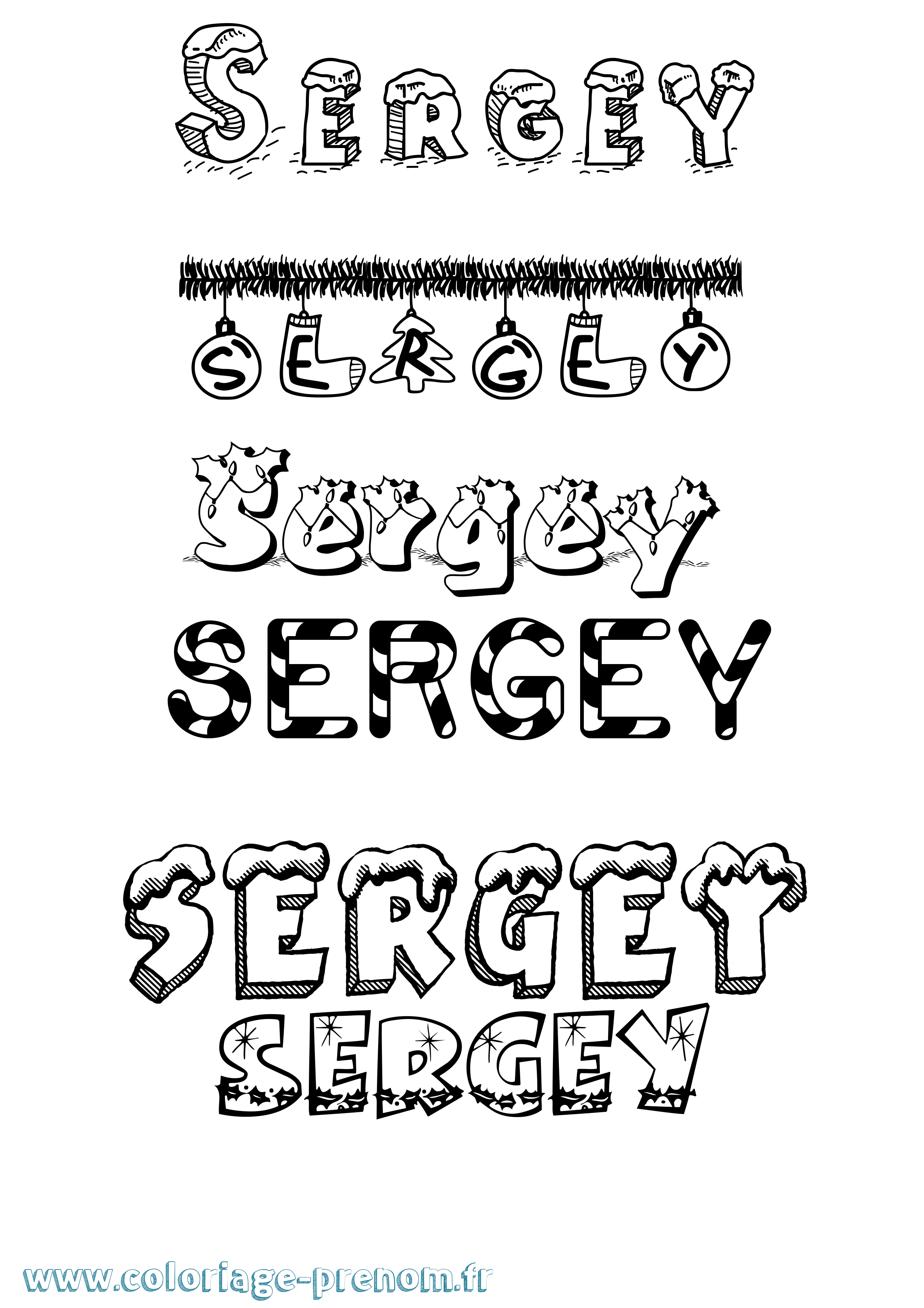 Coloriage Sergey Noël Coloriage prénom Sergey Noël