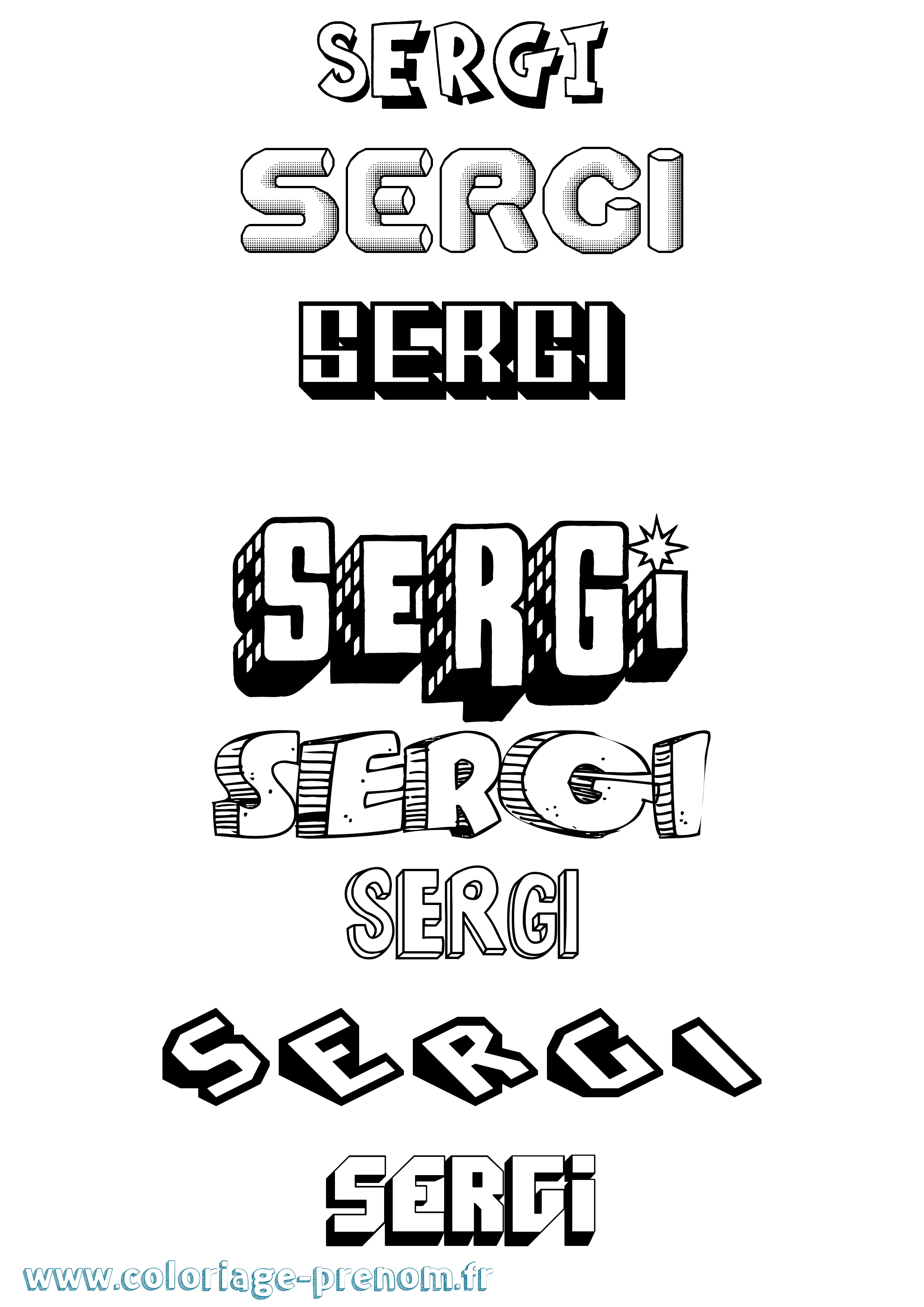 Coloriage Sergi Effet 3D Coloriage prénom Sergi Effet 3D