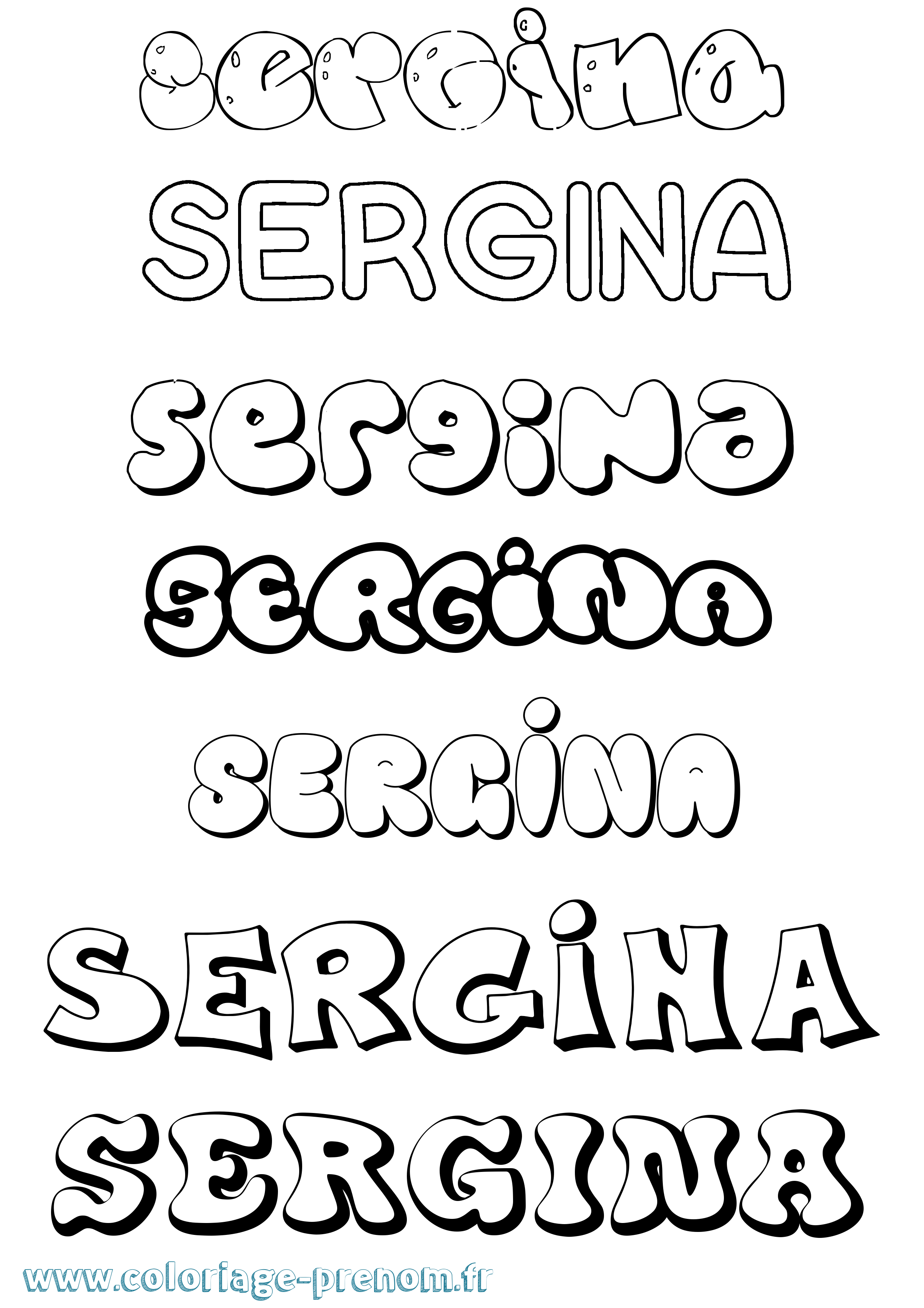 Coloriage Sergina Bubble Coloriage prénom Sergina Bubble