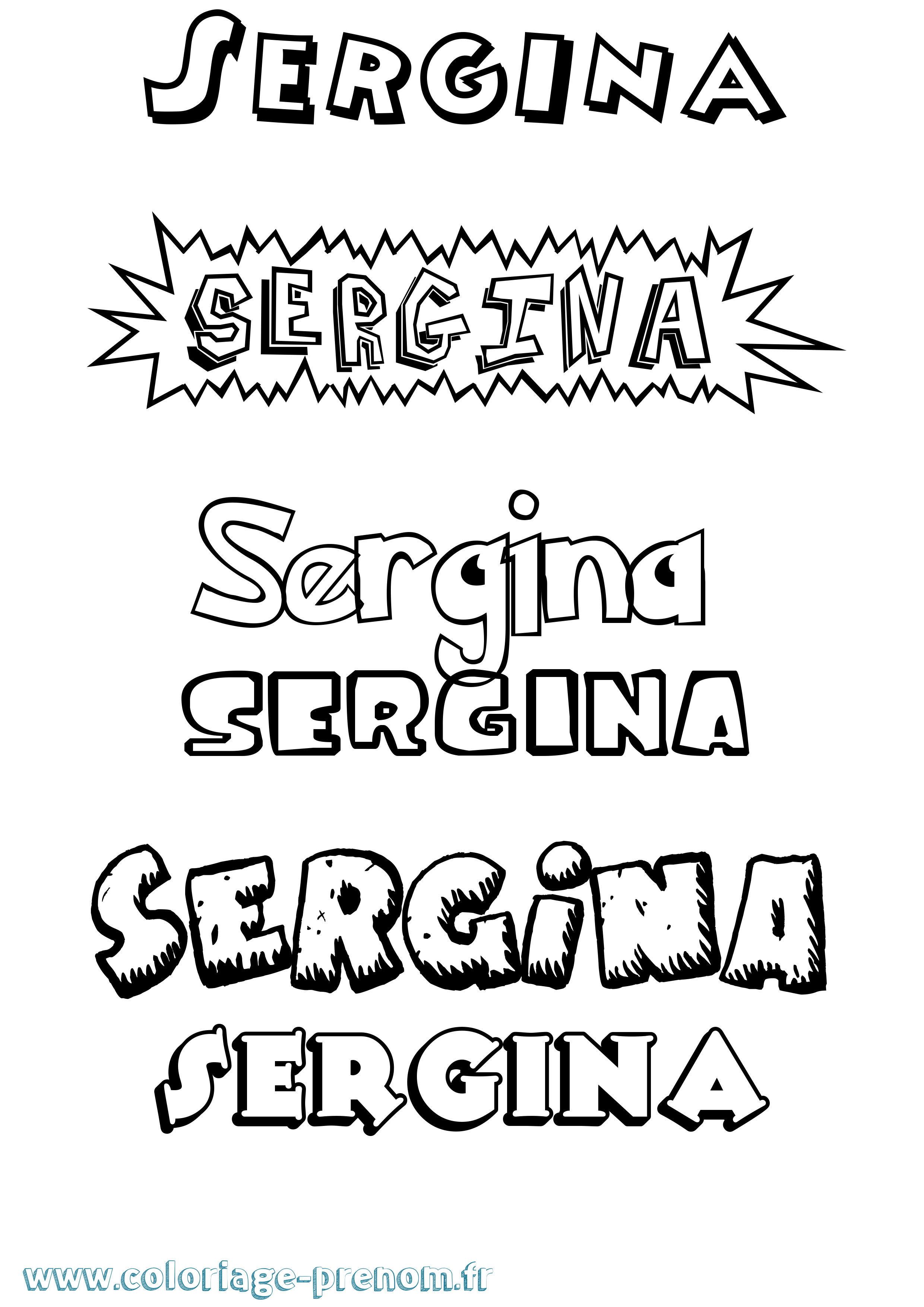 Coloriage Sergina Dessin Animé Coloriage prénom Sergina Dessin Animé