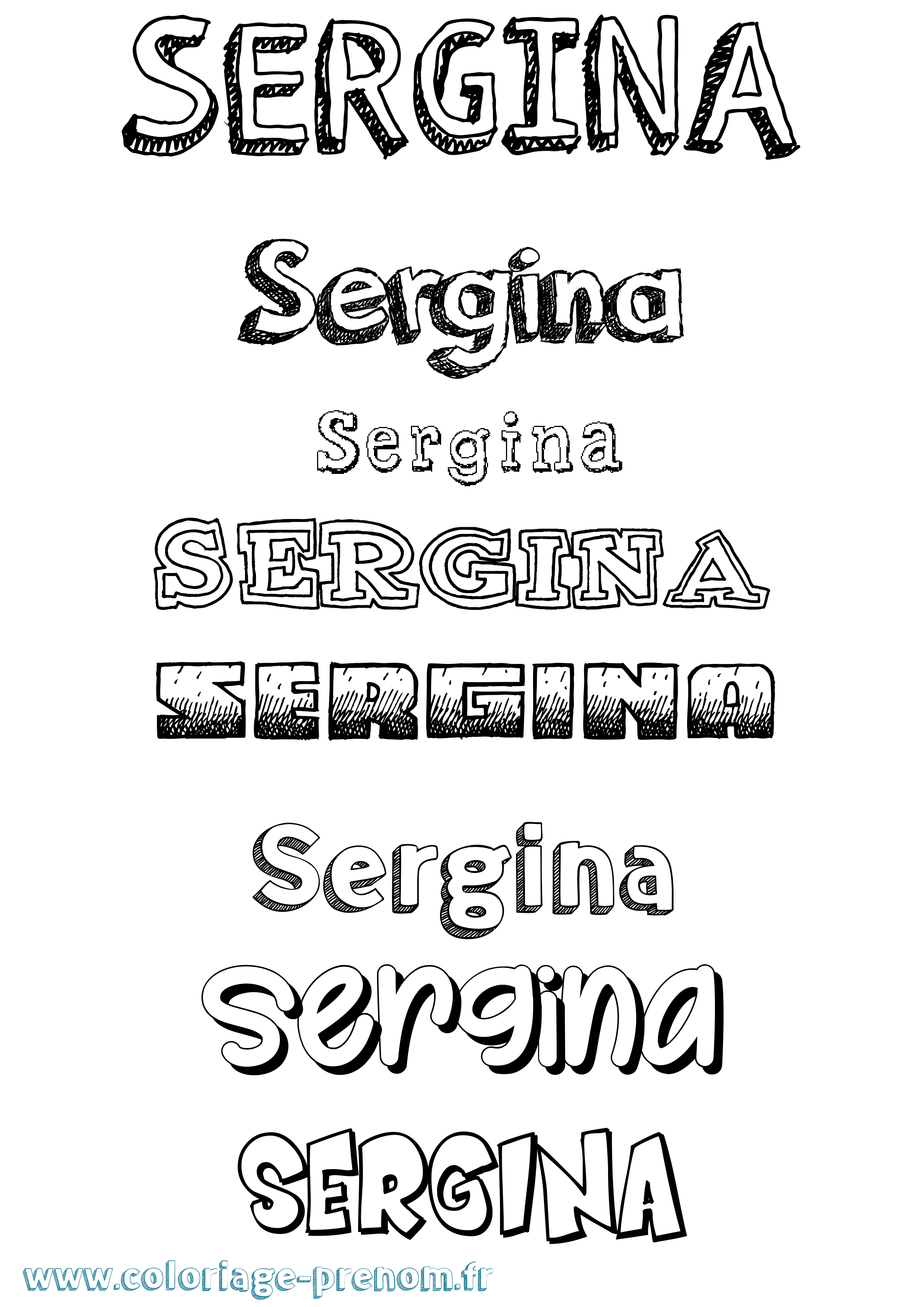 Coloriage Sergina Dessiné Coloriage prénom Sergina Dessiné