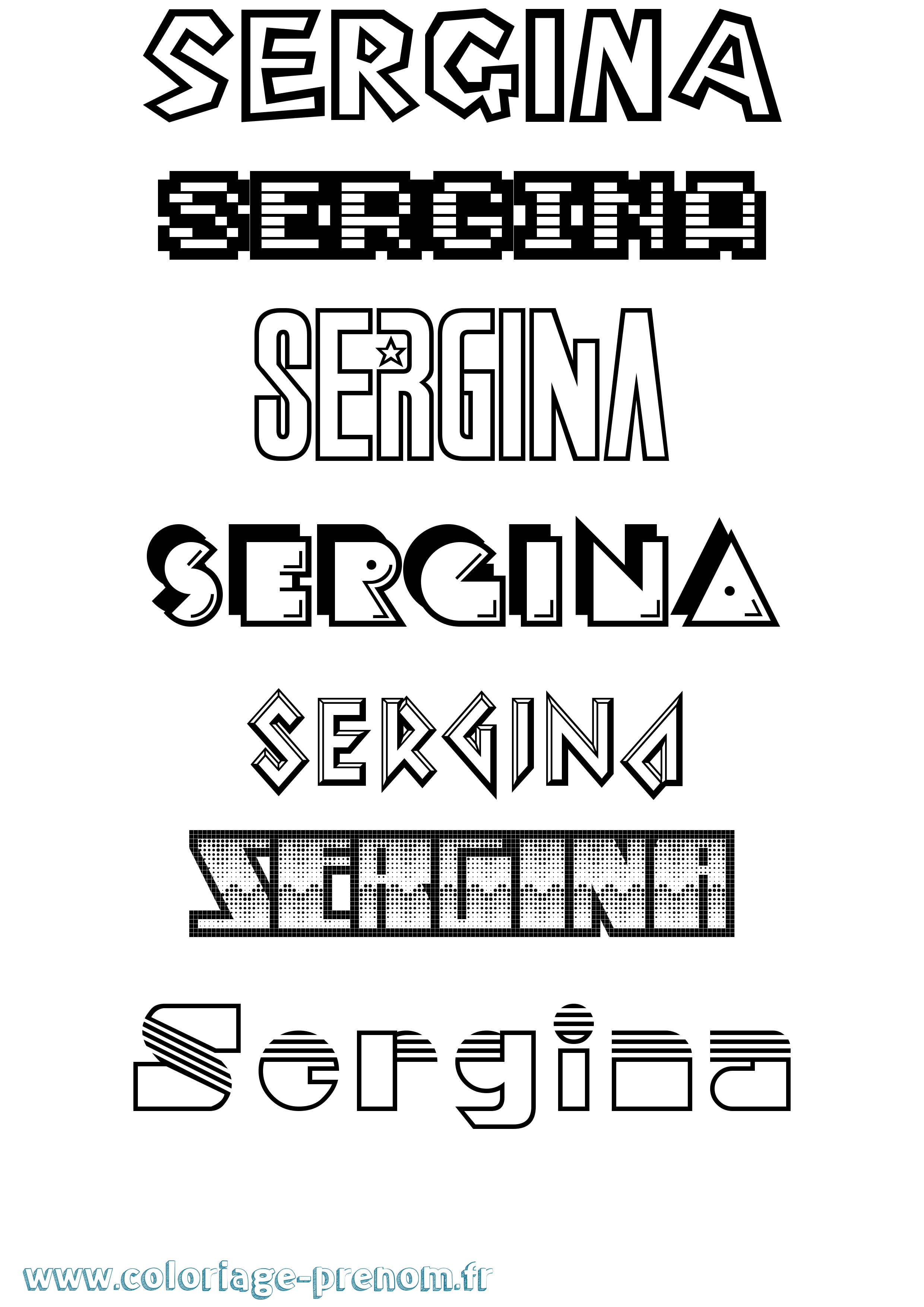 Coloriage Sergina Jeux Vidéos Coloriage prénom Sergina Jeux Vidéos