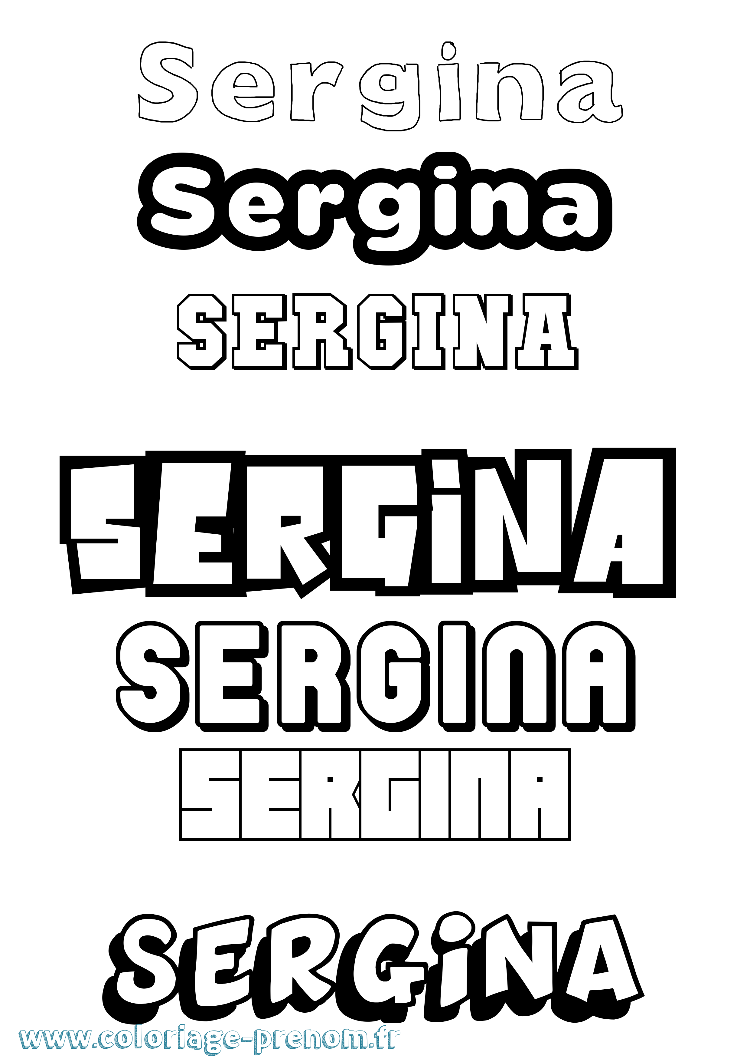 Coloriage Sergina Simple Coloriage prénom Sergina Simple
