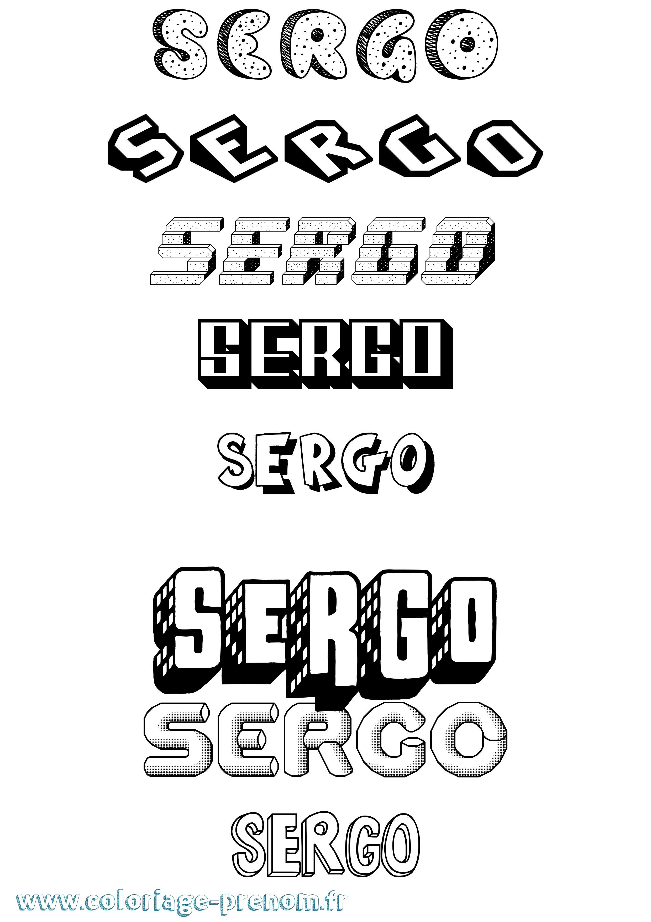 Coloriage Sergo Effet 3D Coloriage prénom Sergo Effet 3D