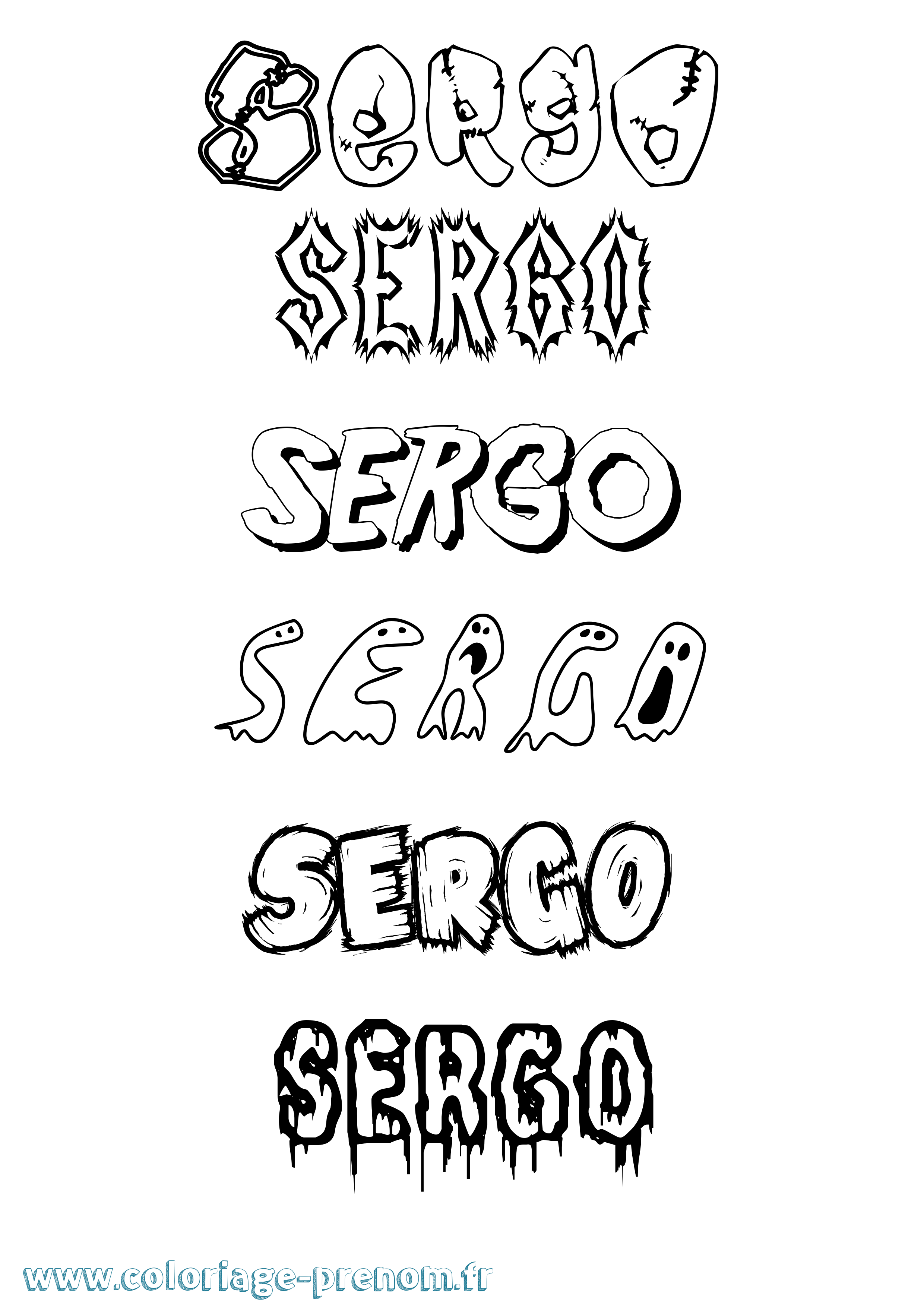 Coloriage Sergo Frisson Coloriage prénom Sergo Frisson