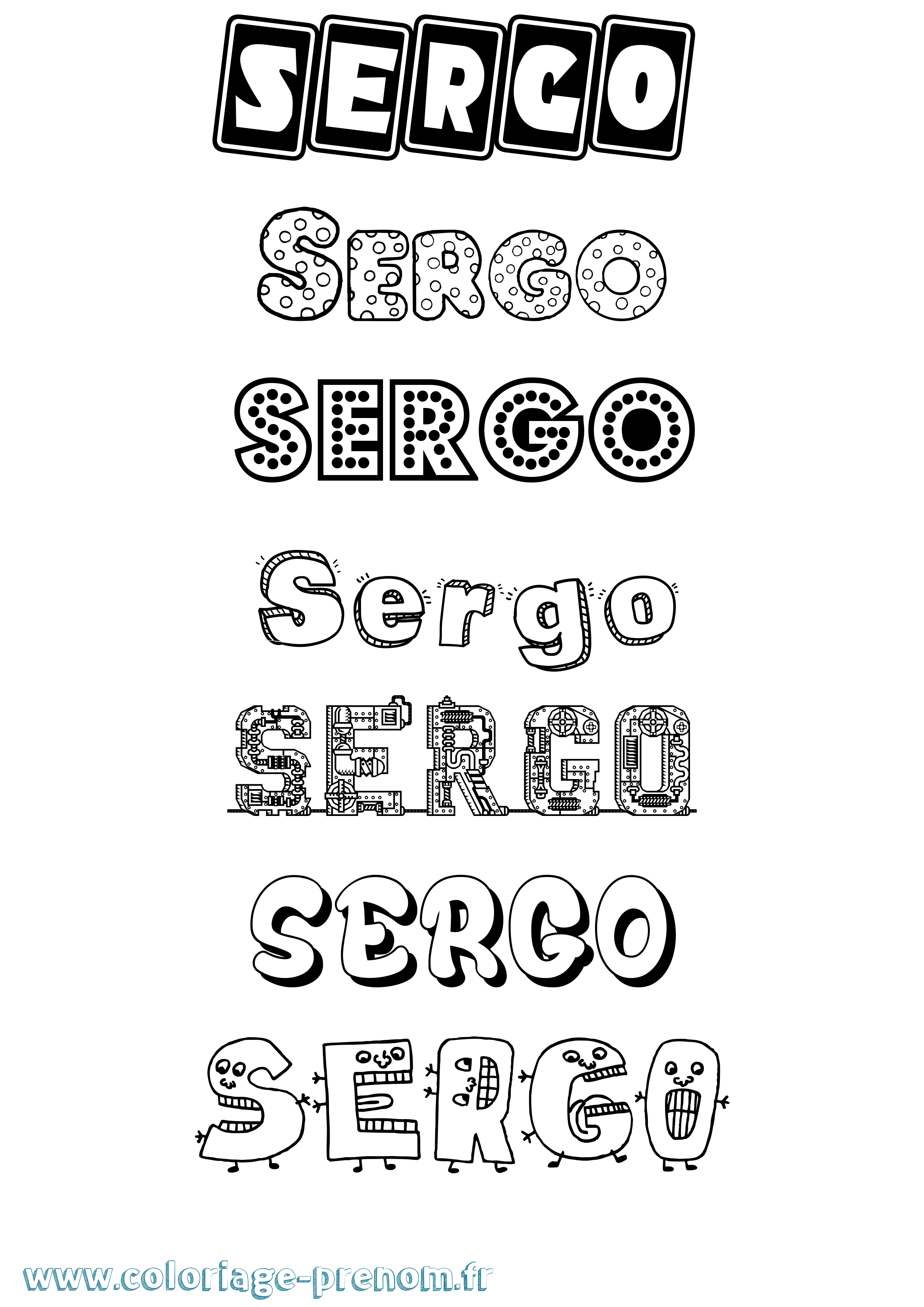 Coloriage Sergo Fun Coloriage prénom Sergo Fun