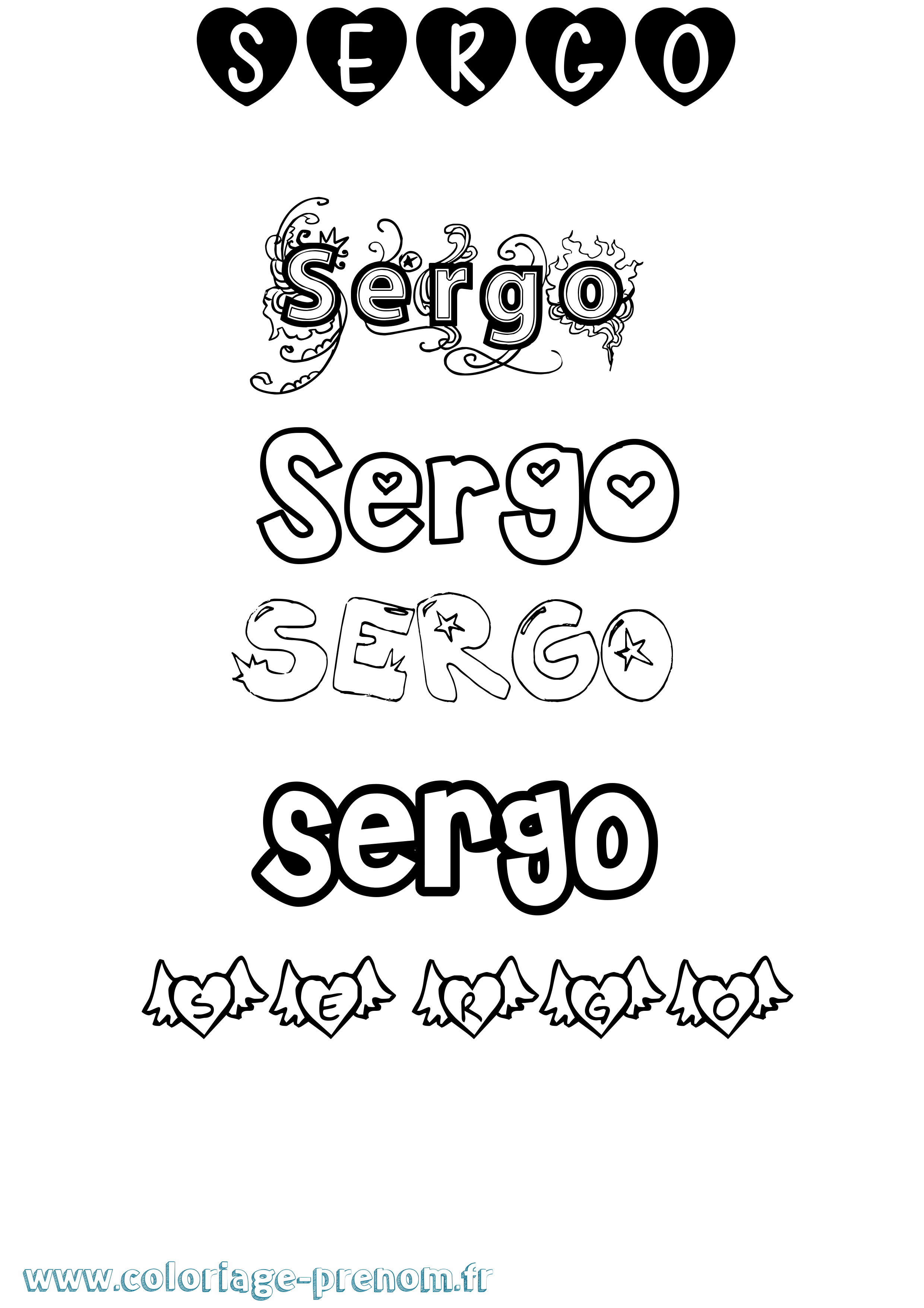 Coloriage Sergo Girly Coloriage prénom Sergo Girly