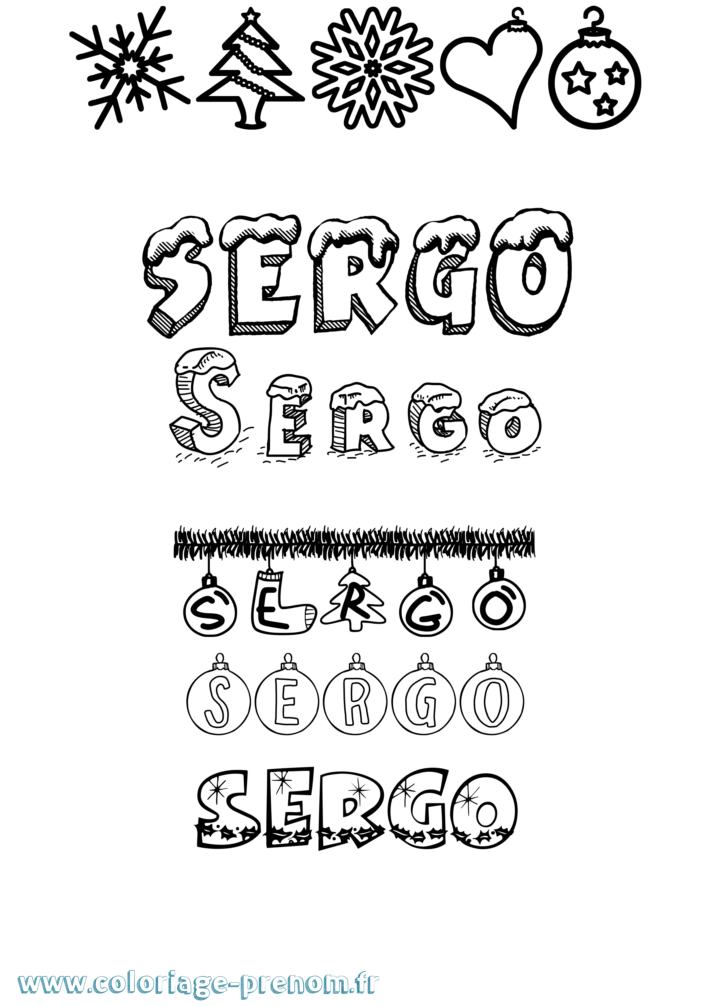 Coloriage Sergo Noël Coloriage prénom Sergo Noël