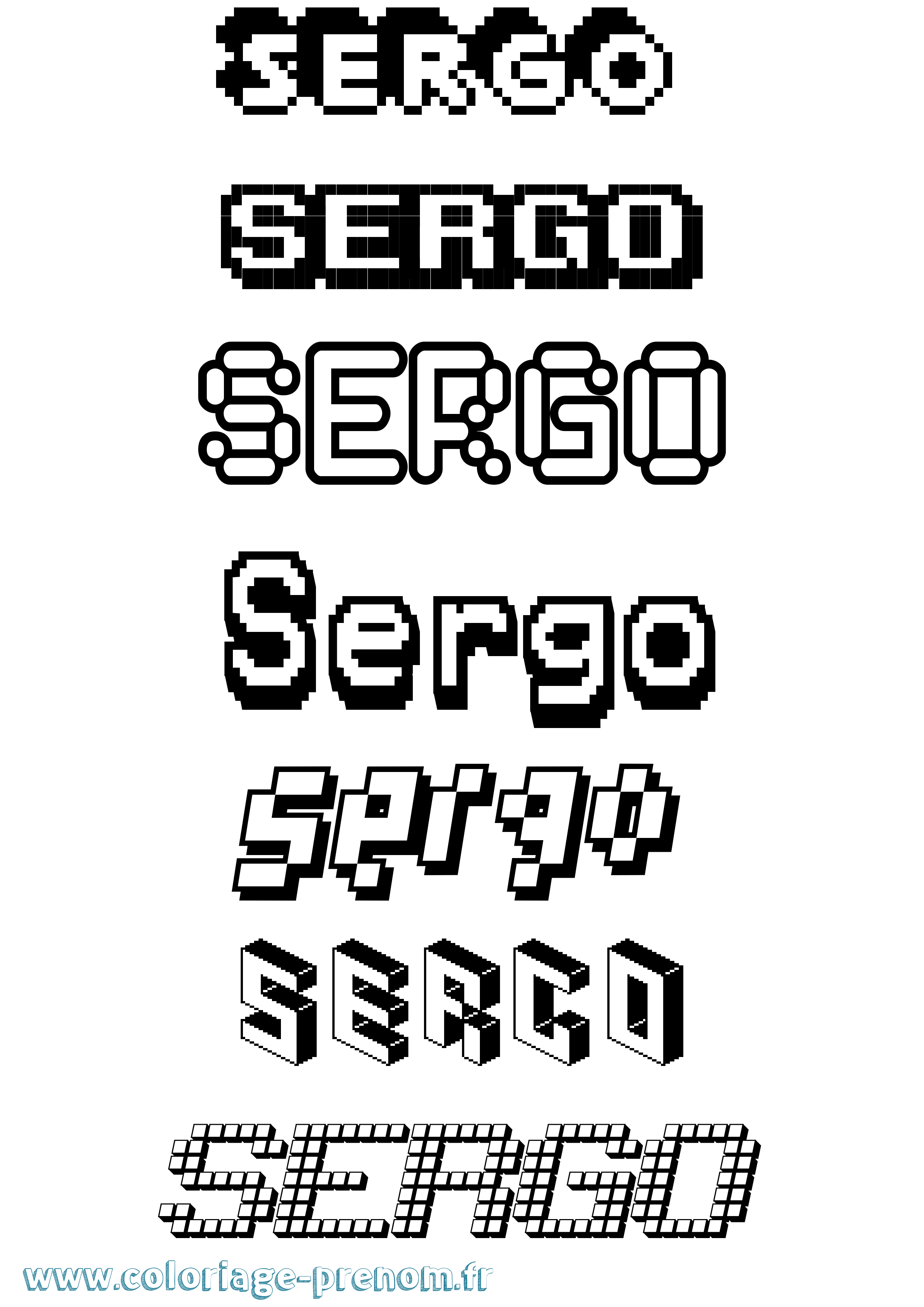 Coloriage Sergo Pixel Coloriage prénom Sergo Pixel