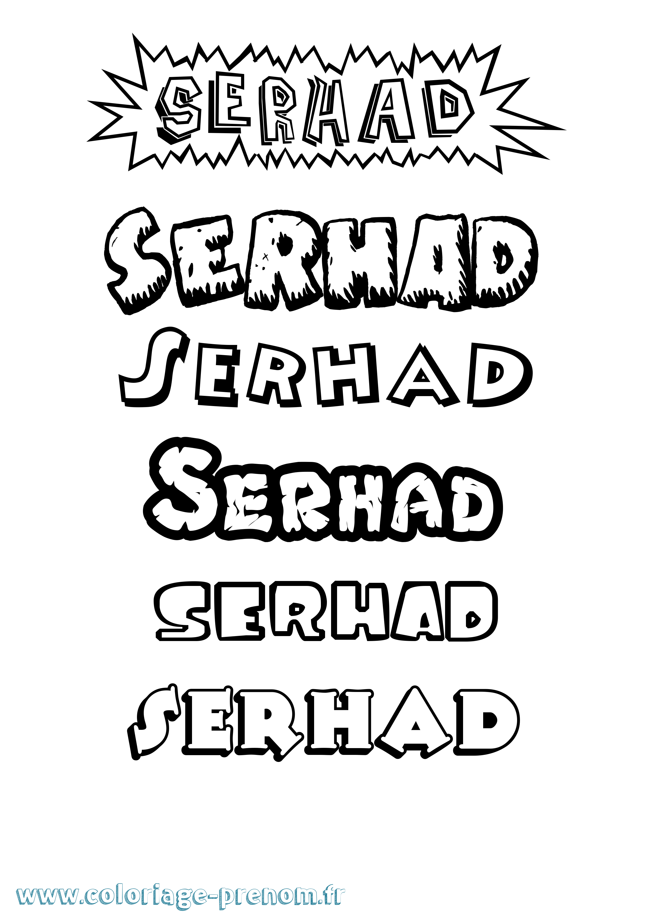 Coloriage Serhad Dessin Animé Coloriage prénom Serhad Dessin Animé