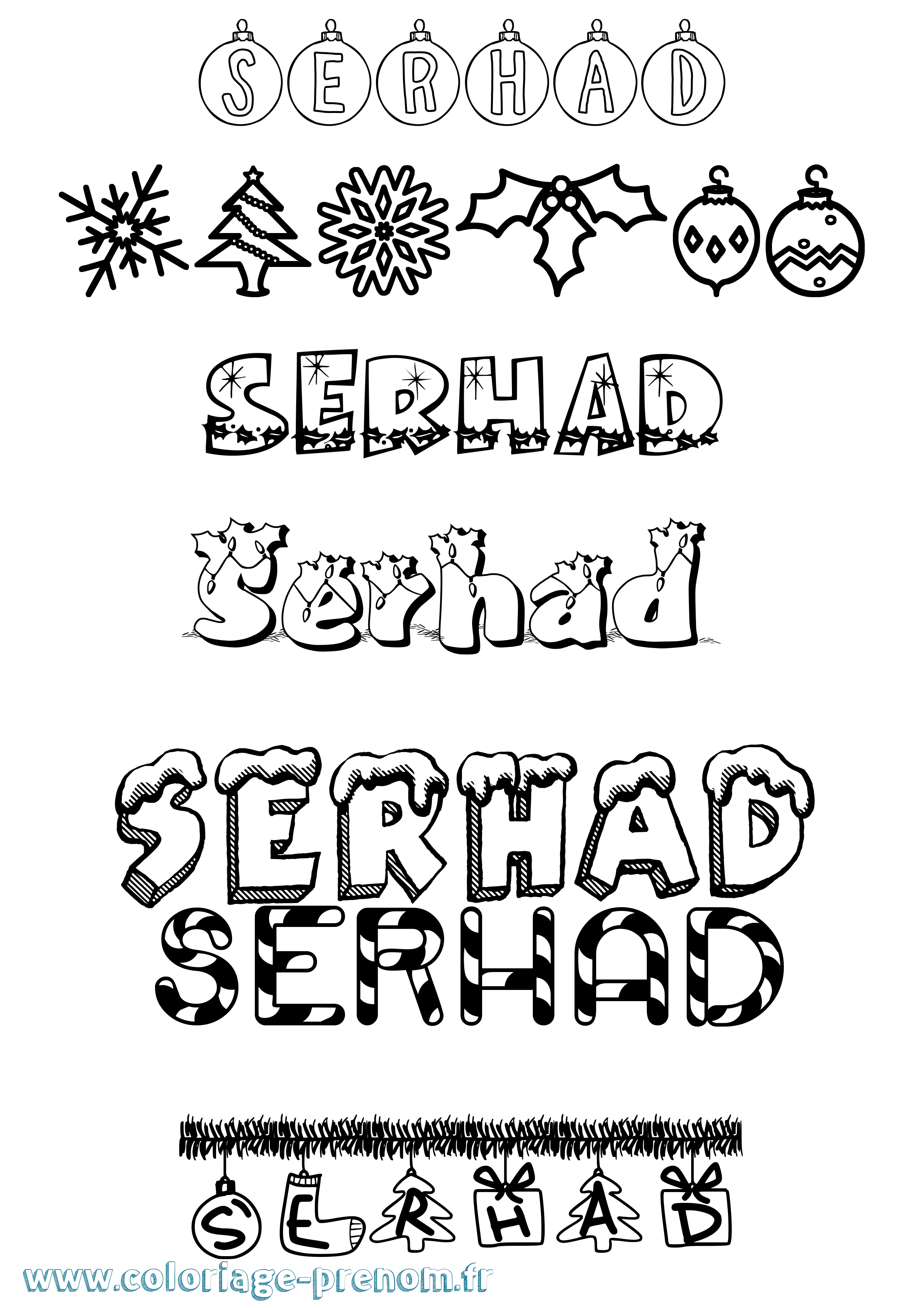 Coloriage Serhad Noël Coloriage prénom Serhad Noël