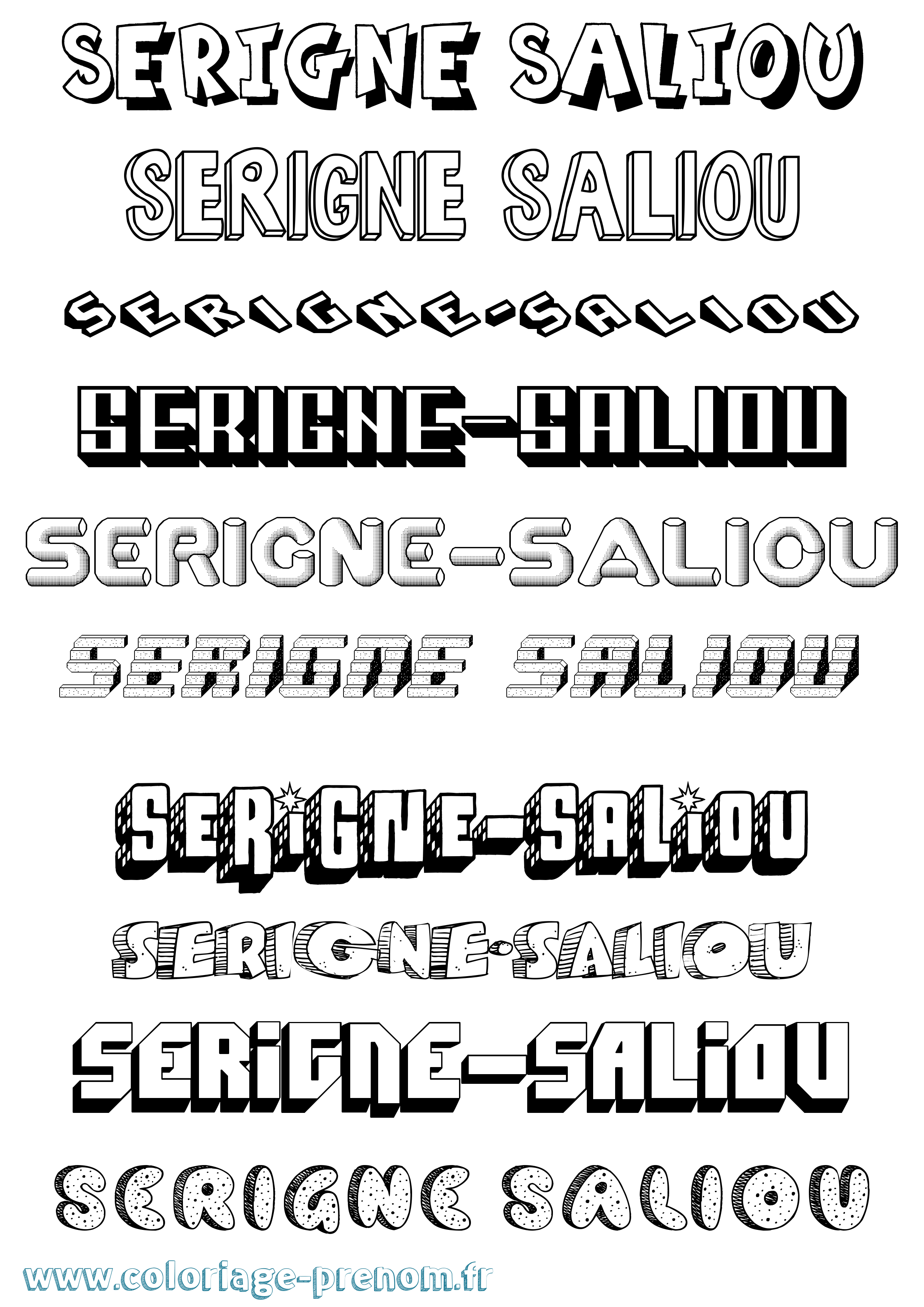 Coloriage Serigne-Saliou Effet 3D Coloriage prénom Serigne-Saliou Effet 3D