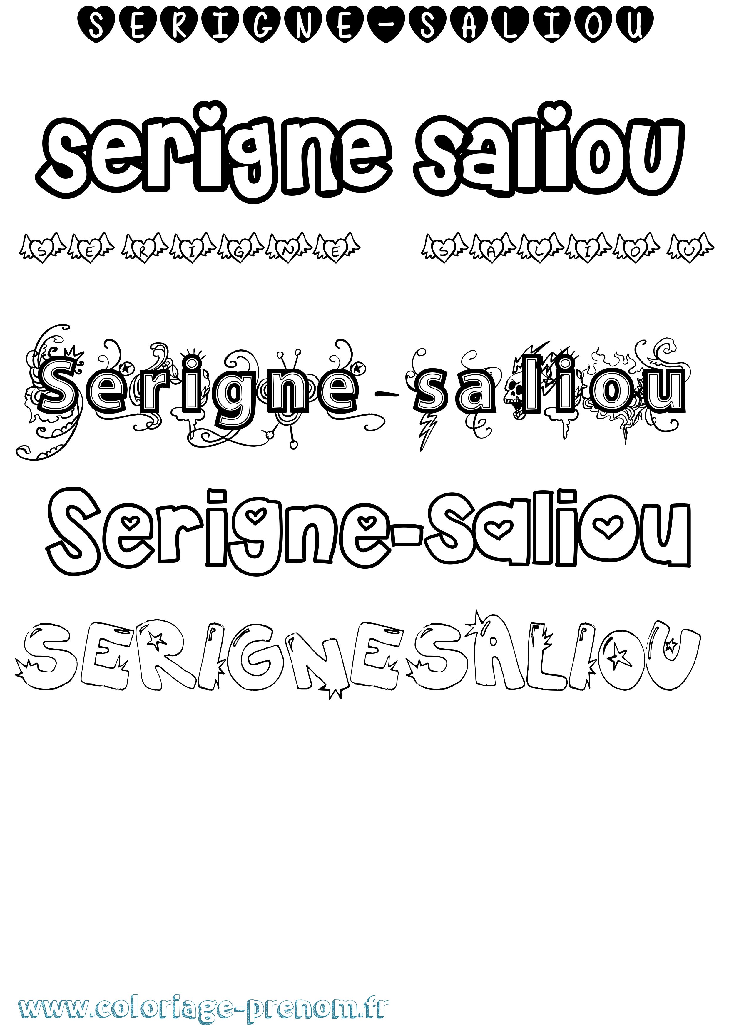 Coloriage Serigne-Saliou Girly Coloriage prénom Serigne-Saliou Girly