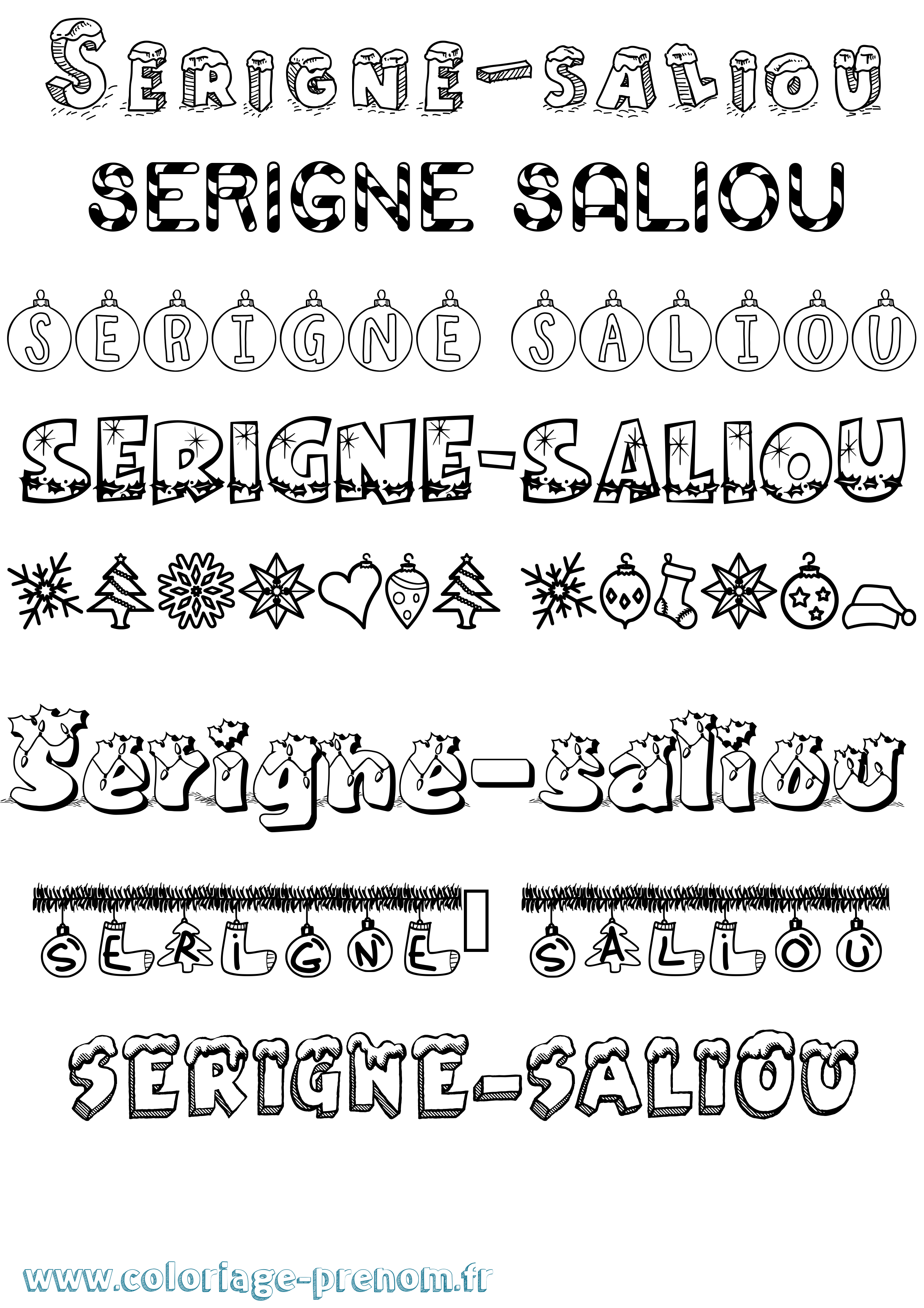 Coloriage Serigne-Saliou Noël Coloriage prénom Serigne-Saliou Noël