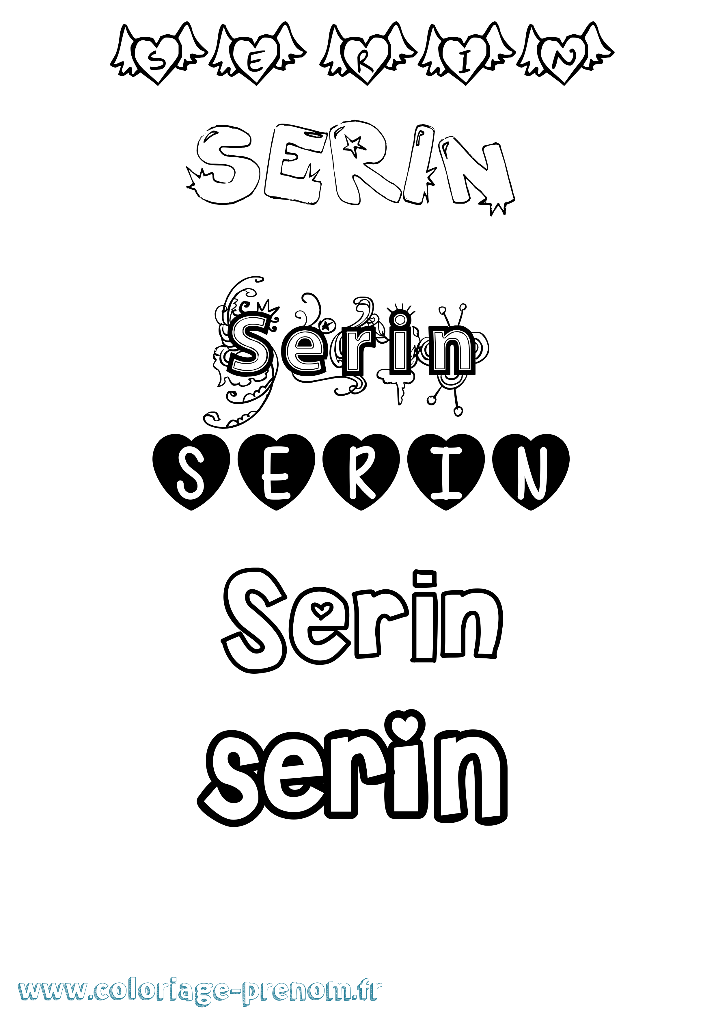 Coloriage Serin Girly Coloriage prénom Serin Girly