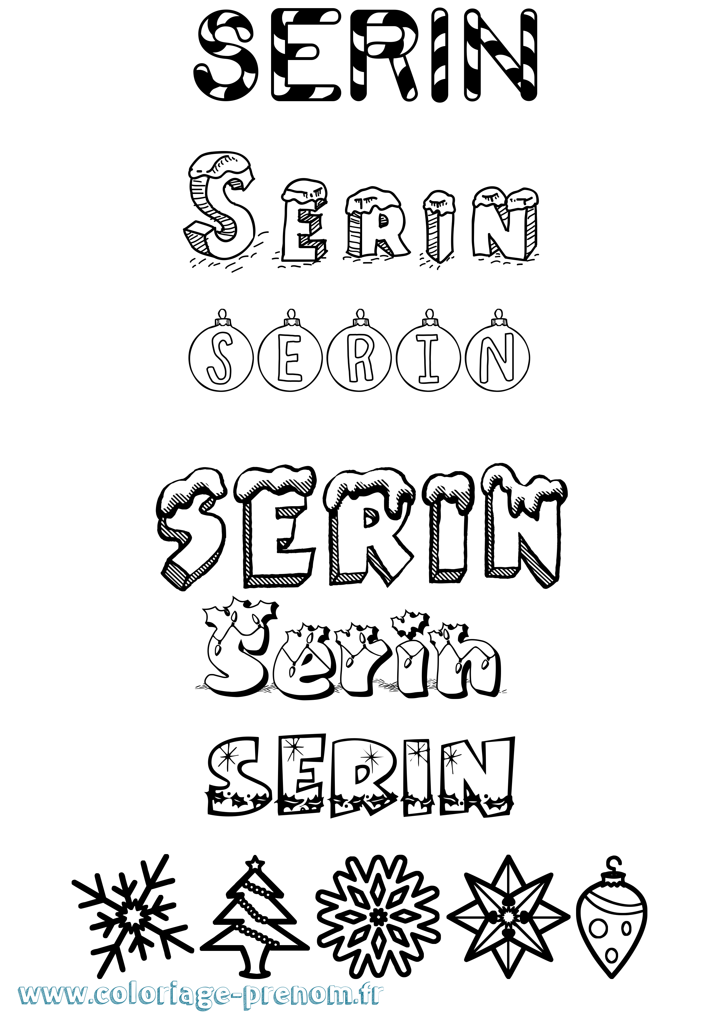 Coloriage Serin Noël Coloriage prénom Serin Noël