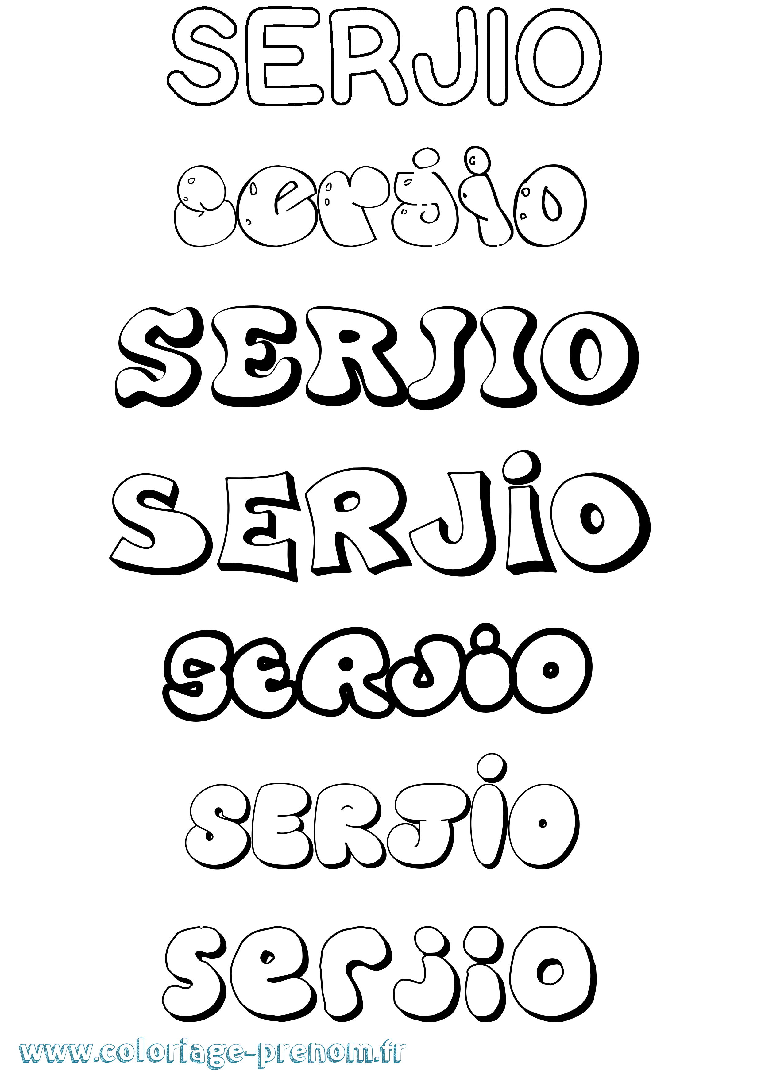Coloriage Serjio Bubble Coloriage prénom Serjio Bubble