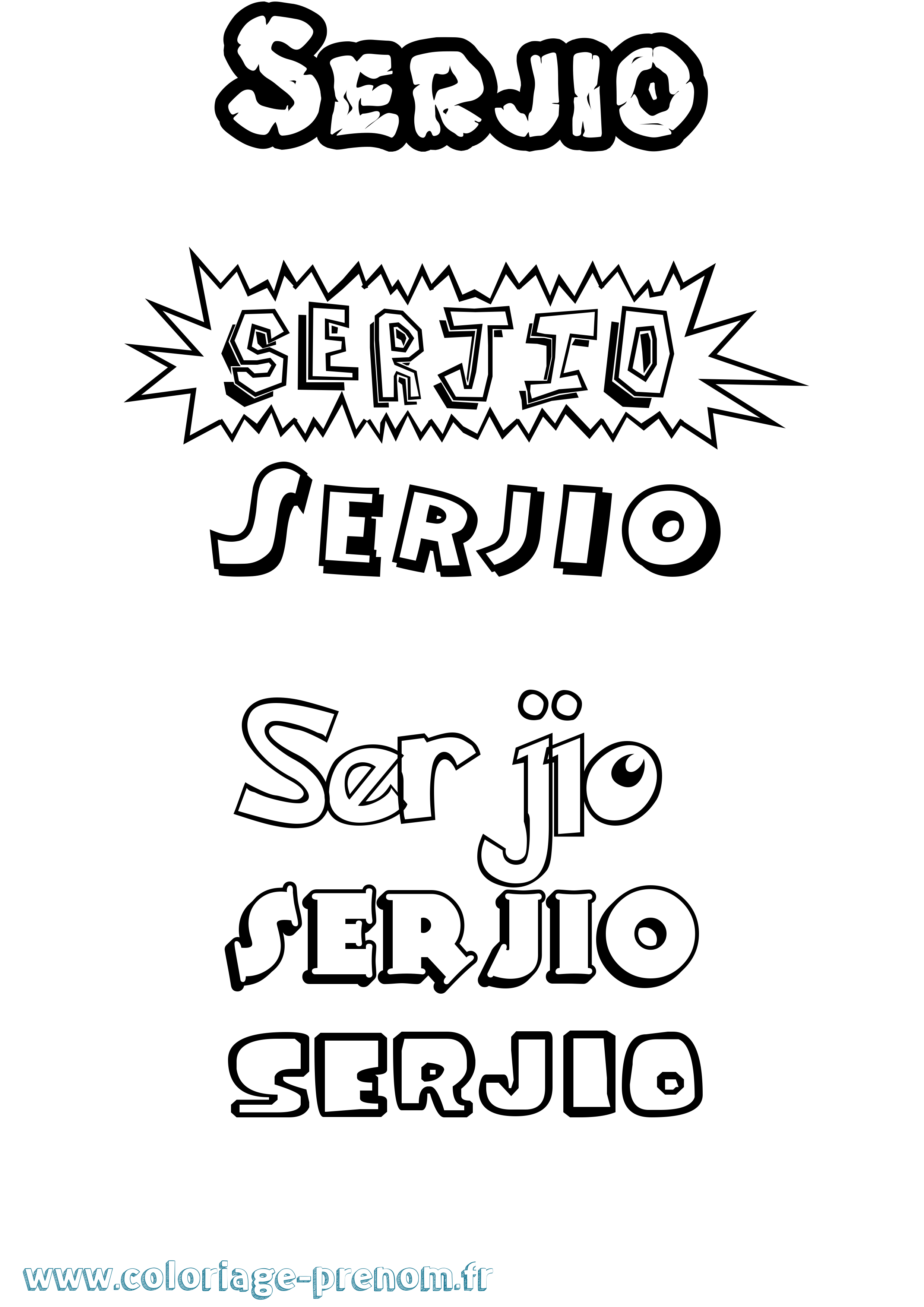 Coloriage Serjio Dessin Animé Coloriage prénom Serjio Dessin Animé