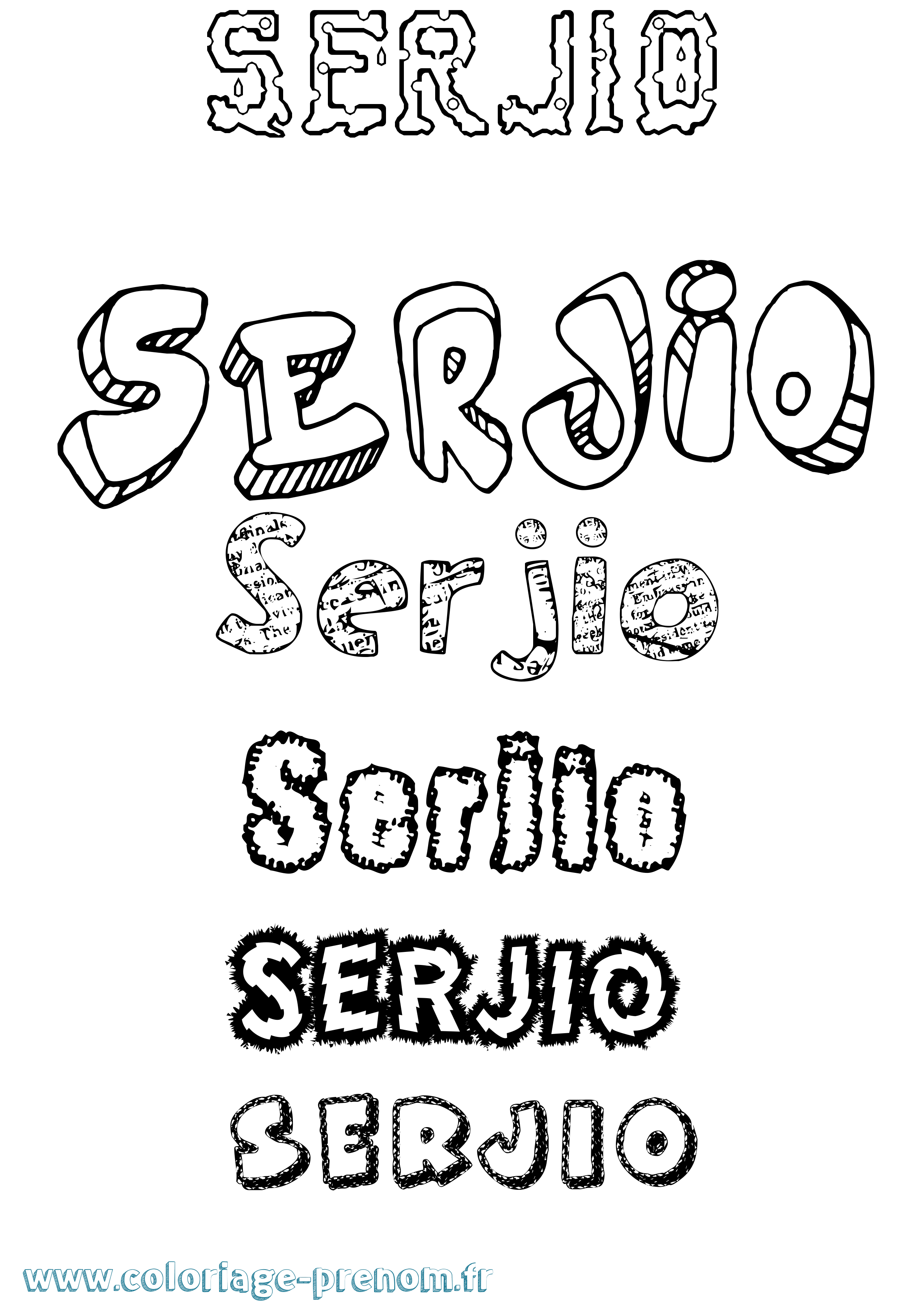 Coloriage Serjio Destructuré Coloriage prénom Serjio Destructuré