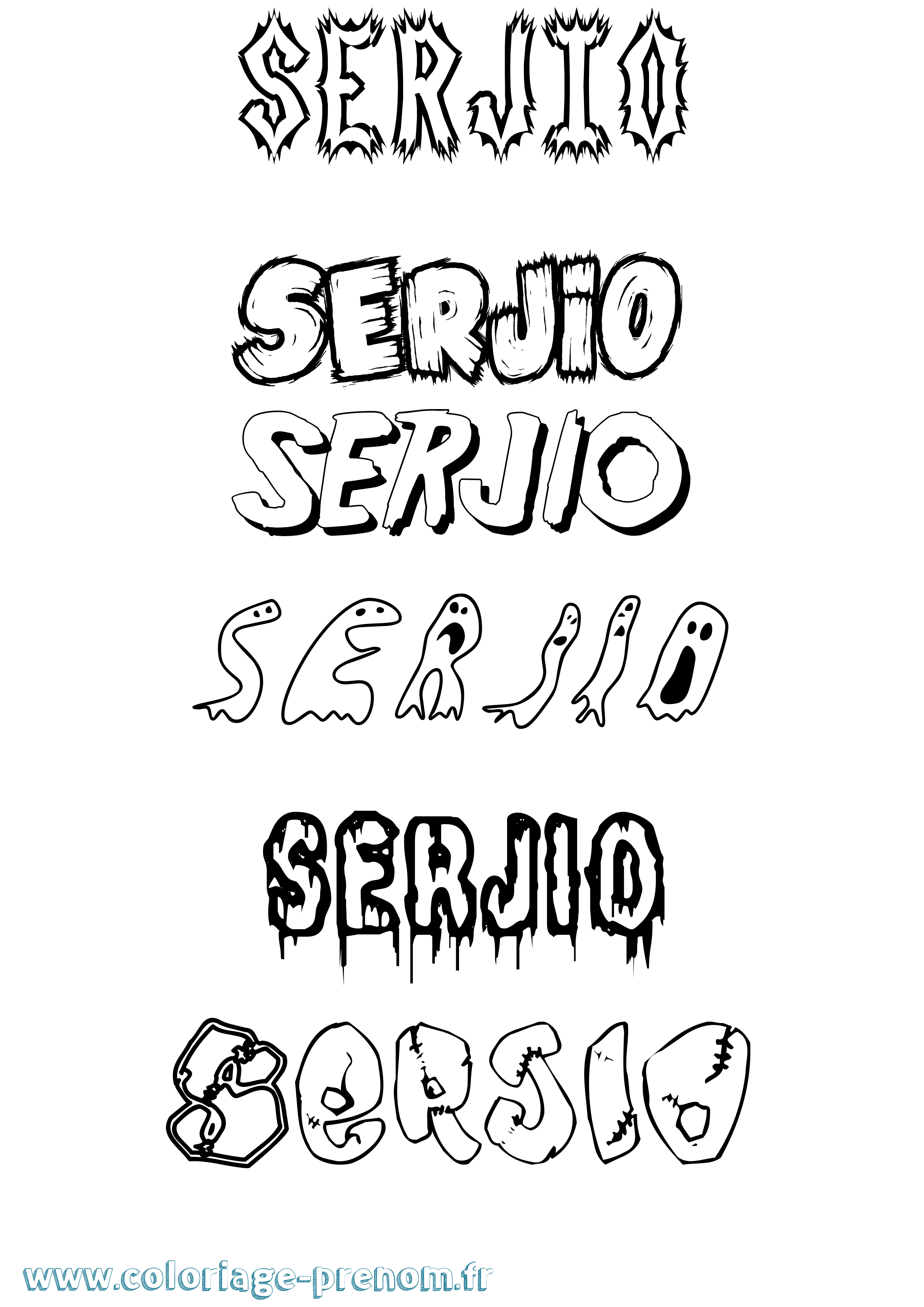 Coloriage Serjio Frisson Coloriage prénom Serjio Frisson