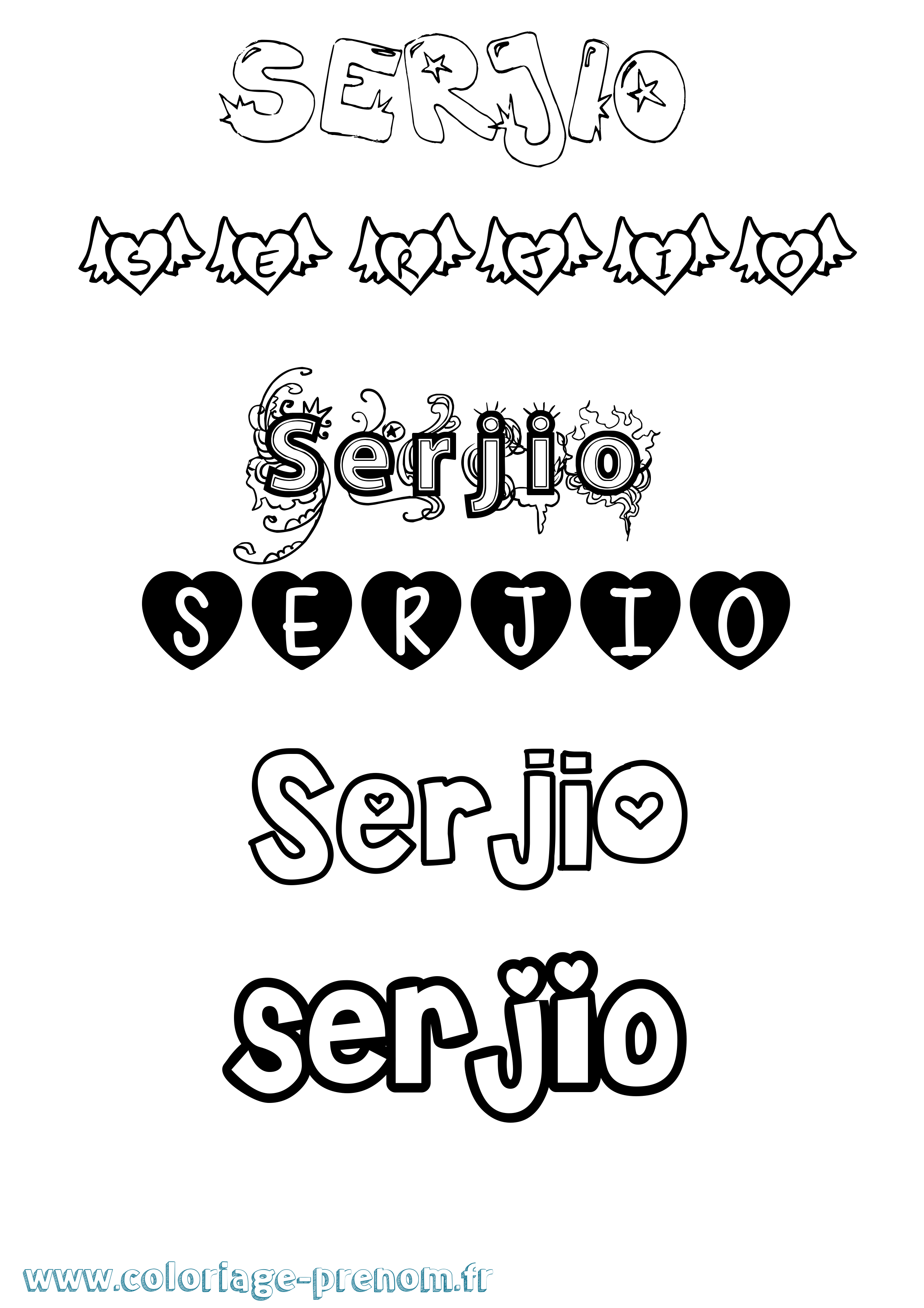 Coloriage Serjio Girly Coloriage prénom Serjio Girly