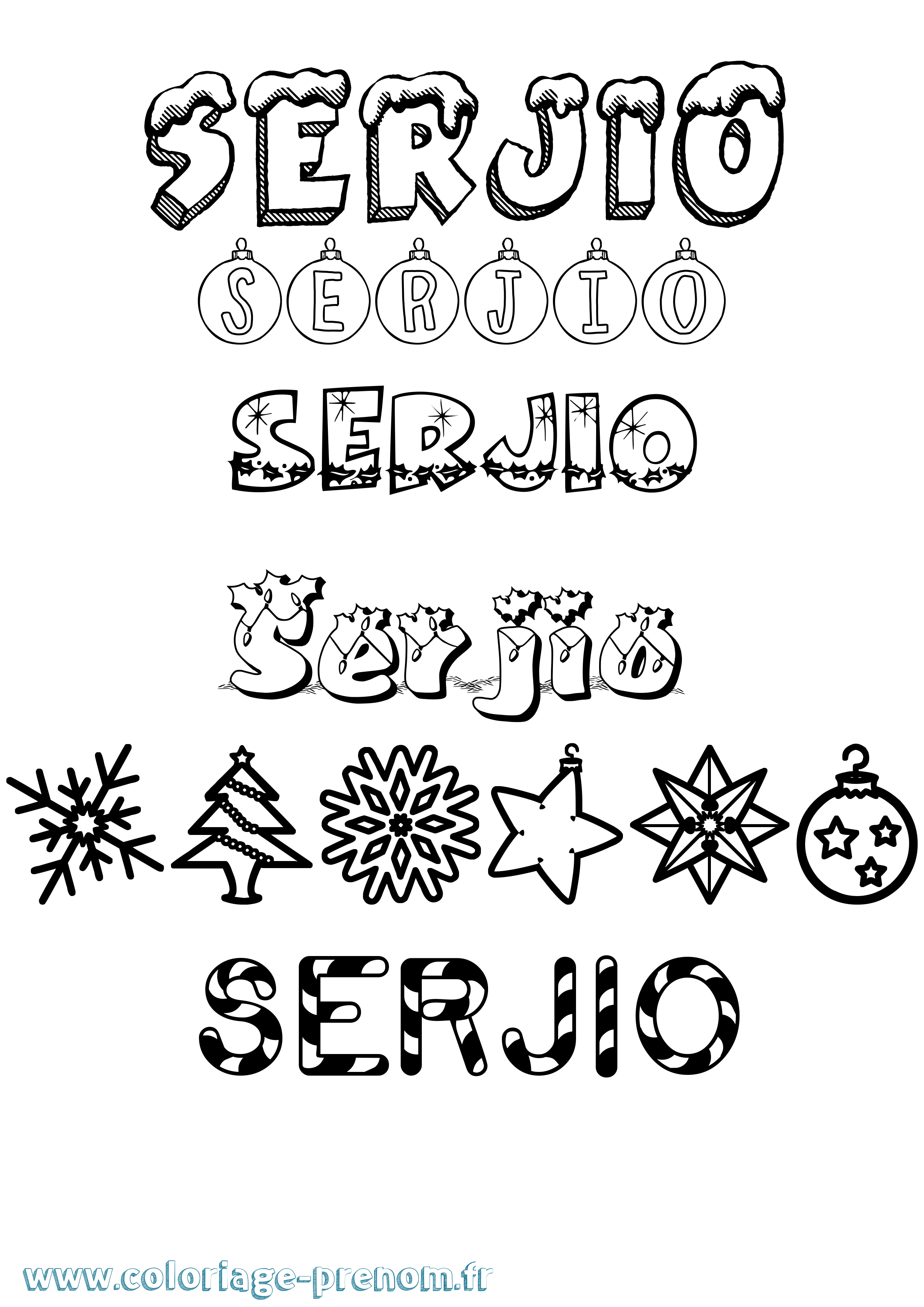 Coloriage Serjio Noël Coloriage prénom Serjio Noël